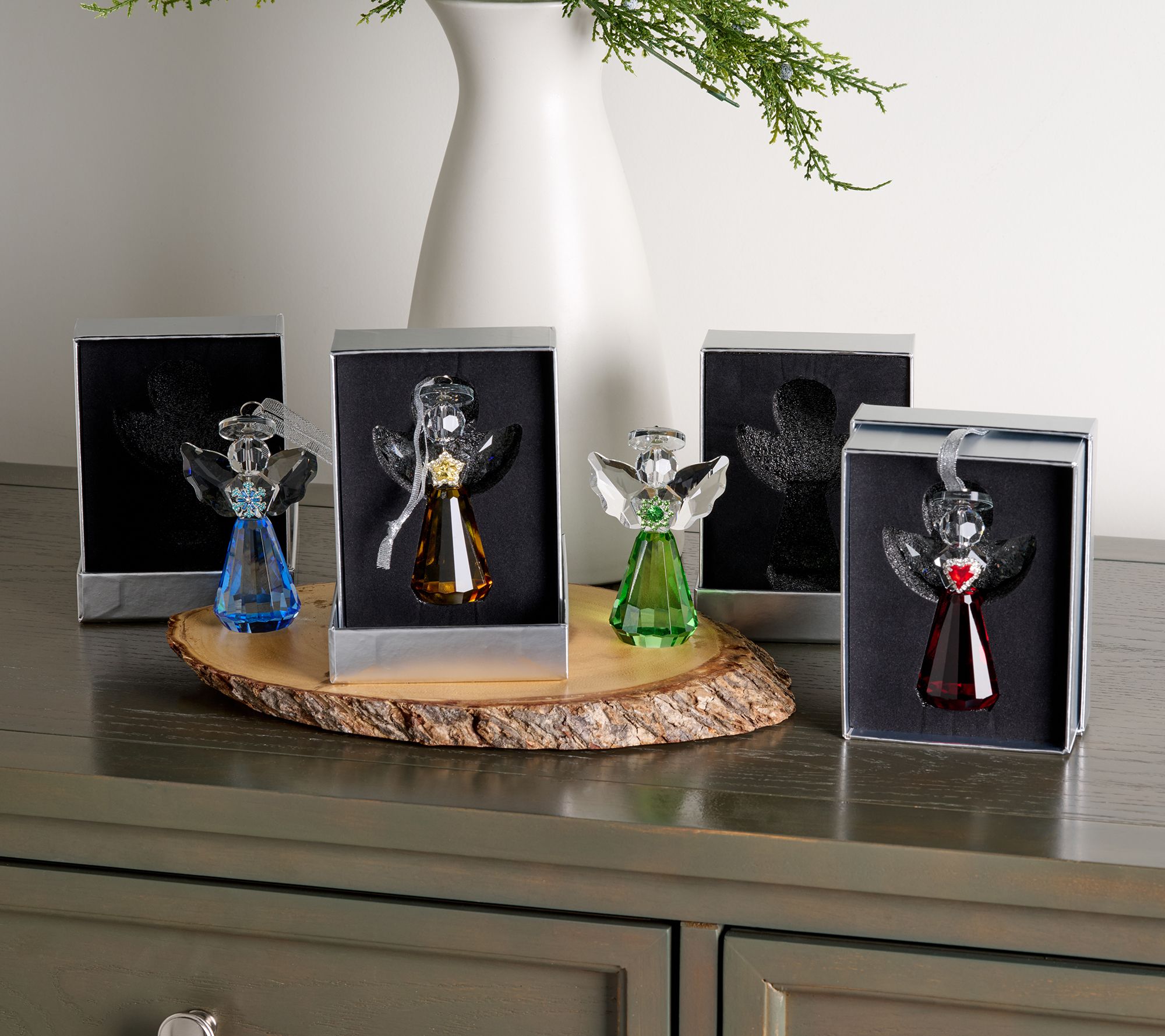 "As Is " S/4 Faceted Glass Angel Ornaments by Valerie