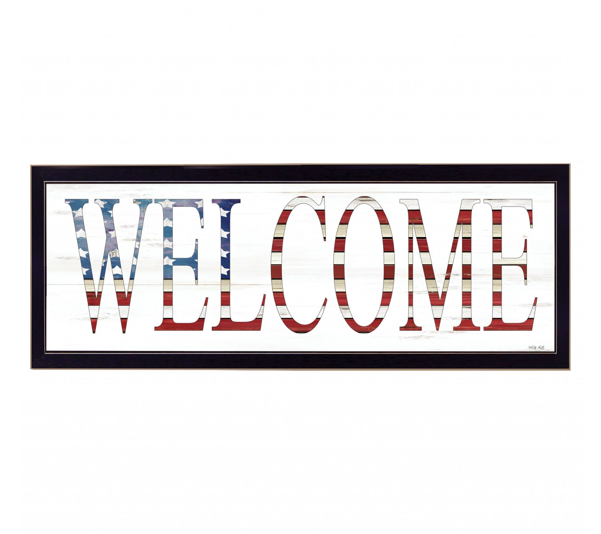 HomeRoots Patriotic Welcome Sign Black Framed Wall Art
