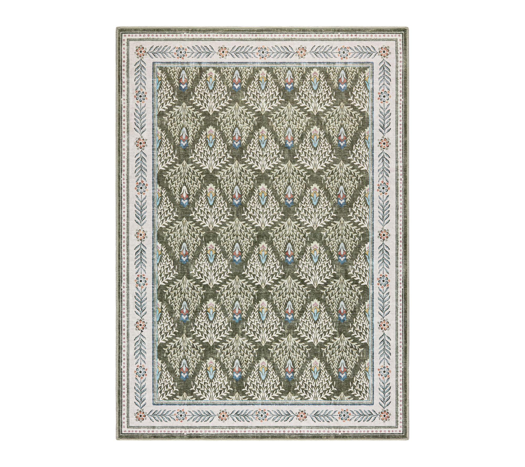 Everwash Haven Geo Border 5x7 Washable Area Rug