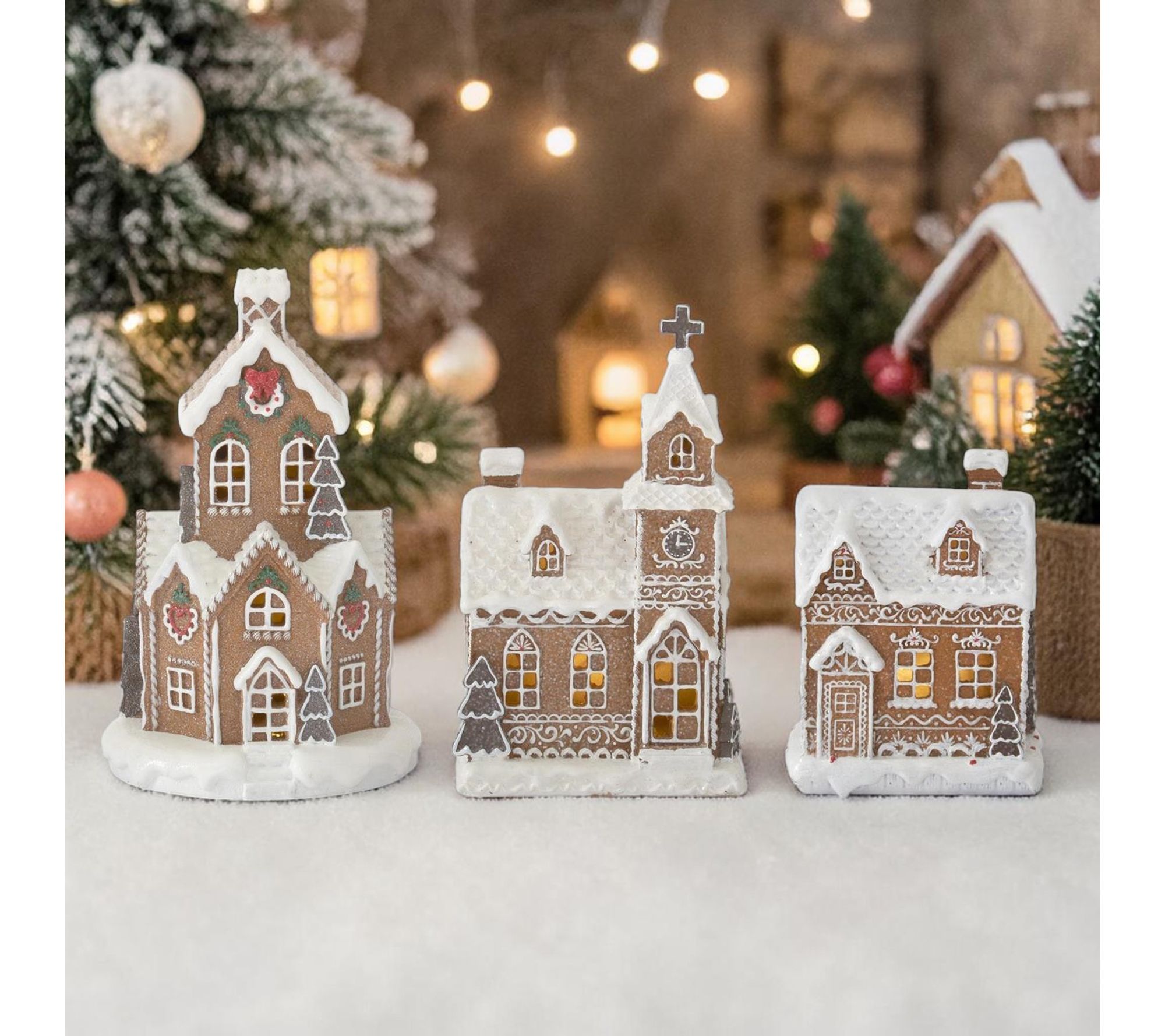 RC Home Decor-Set of 3 LED Gingerbread Houses with Timer - QVC.com