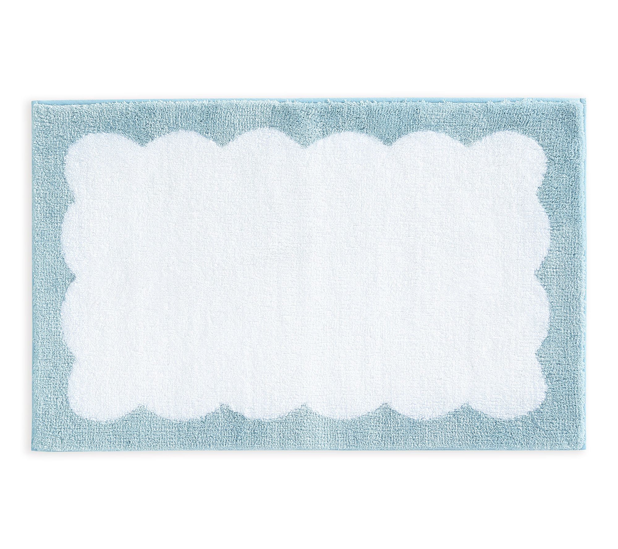 Martha Steweart Bedford Scallop White/Blue  34X21 Bath Rug