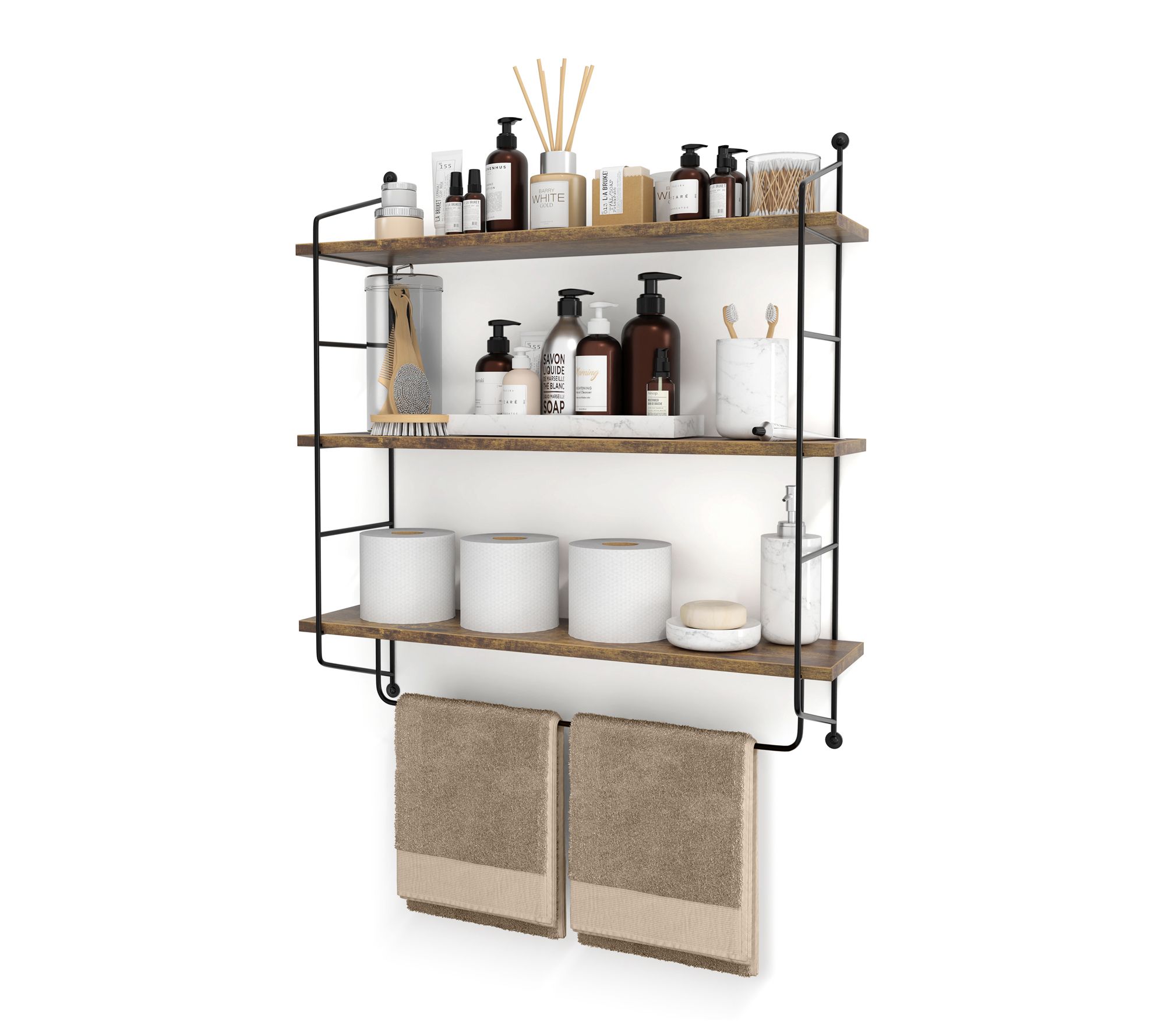 Sorbus 3-Tier Floating Bathroom Shelves for Wall, Wood Storage