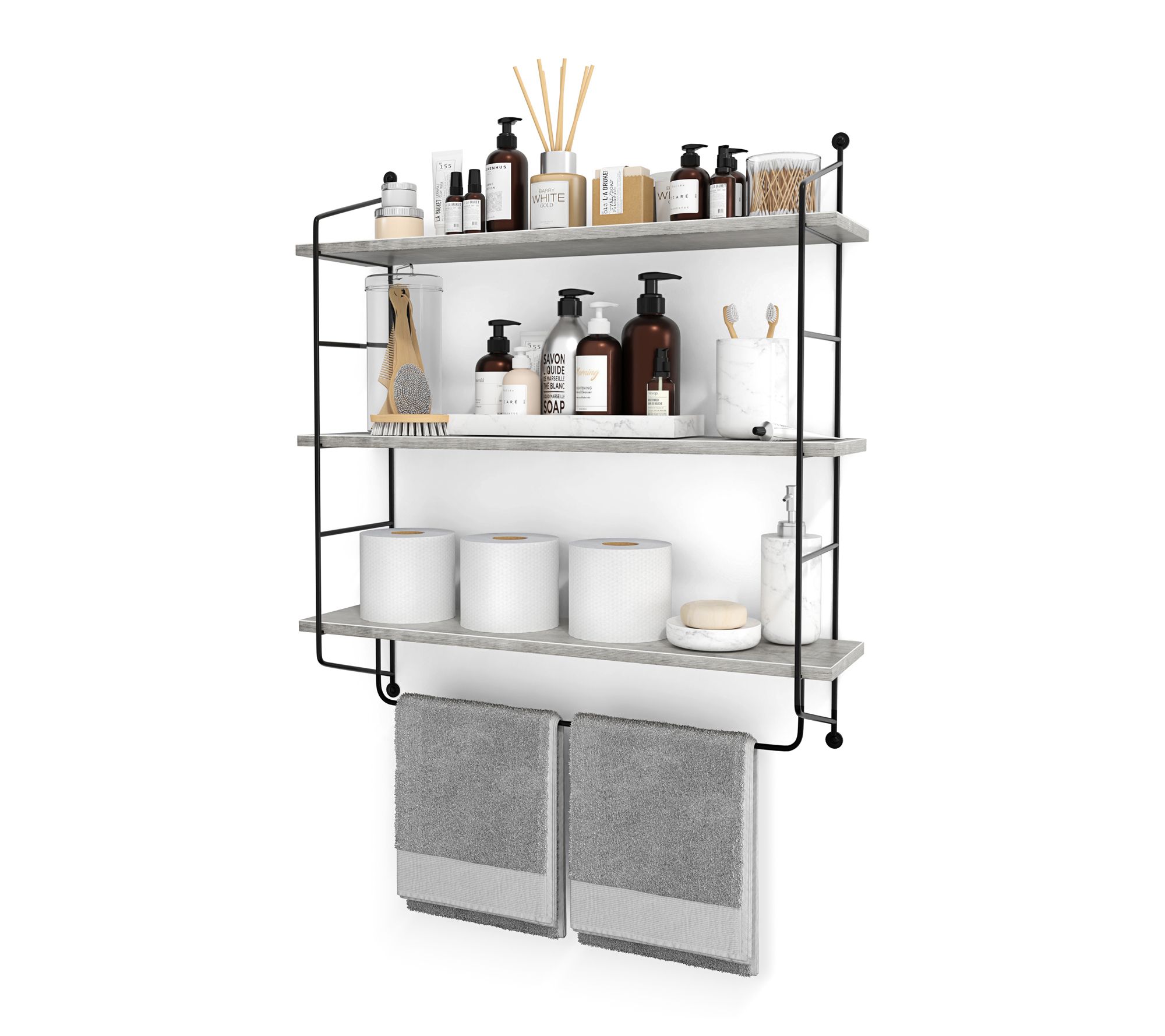 Sorbus 3-Tier Floating Bathroom Shelves for Wall, Wood Storage