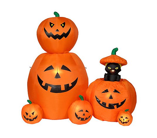 6' Halloween Animated & Lit Inflatable Pumpkin Patch with Spotlight -  