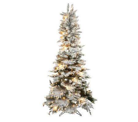 6.5' Pre-Lit Flocked Slim Tree With Retro Lights - Qvc.com