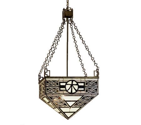 Tiffany Style 21" Wood Symbol Inverted PendantLight