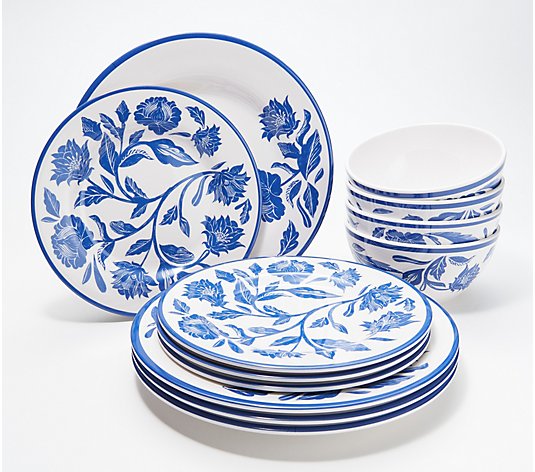 Martha Stewart 12-Piece Floral Melamine Dinnerware Set