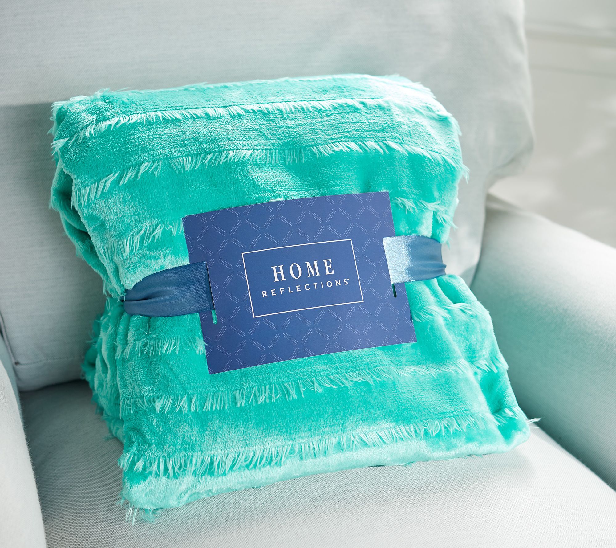 Home Reflections 60"x70" Clipped Ruffle Faux Fur Throw