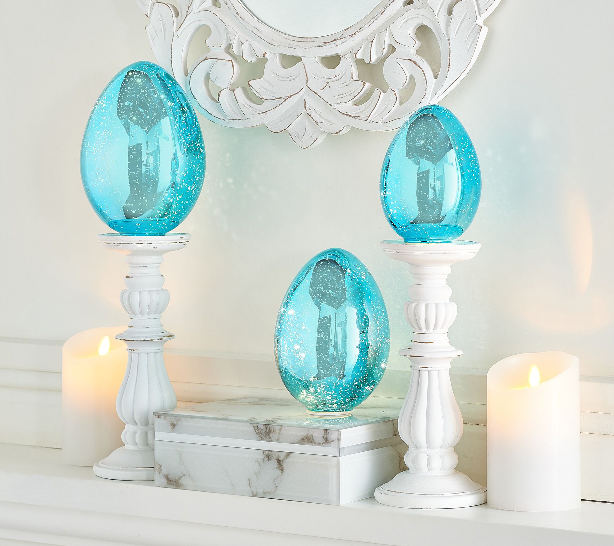 Illuminated Glitter Candle Trio by Valerie