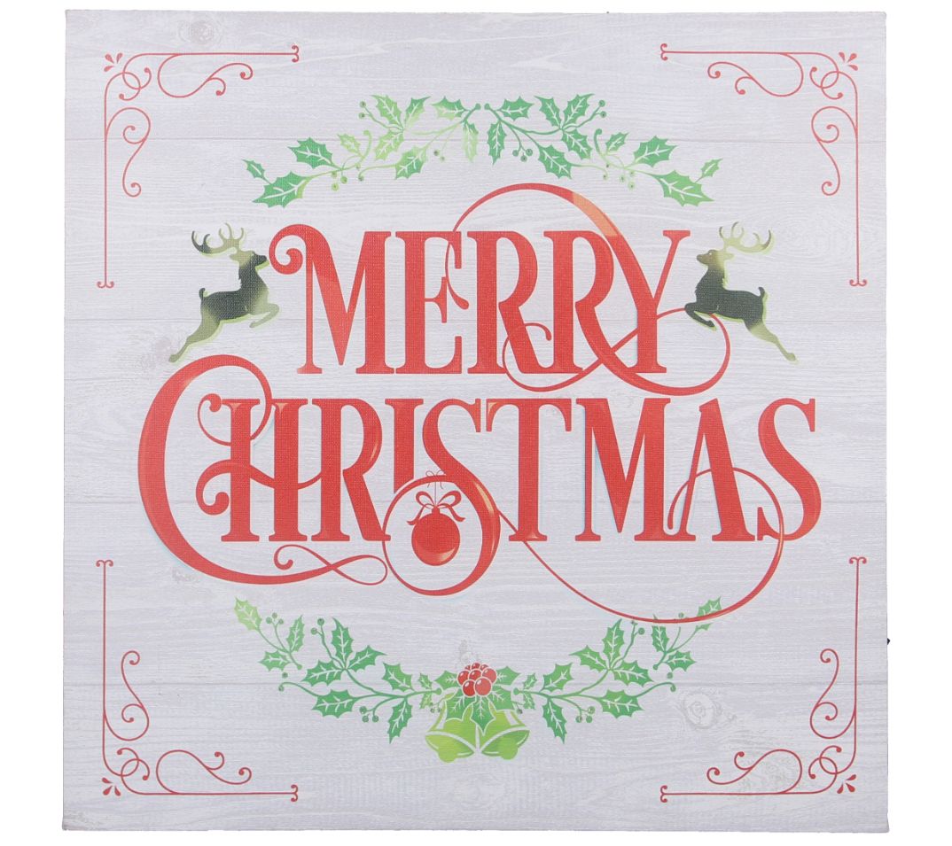 Young's Christmas canvas w/40 fiber/LED/chip lights (w/timer)