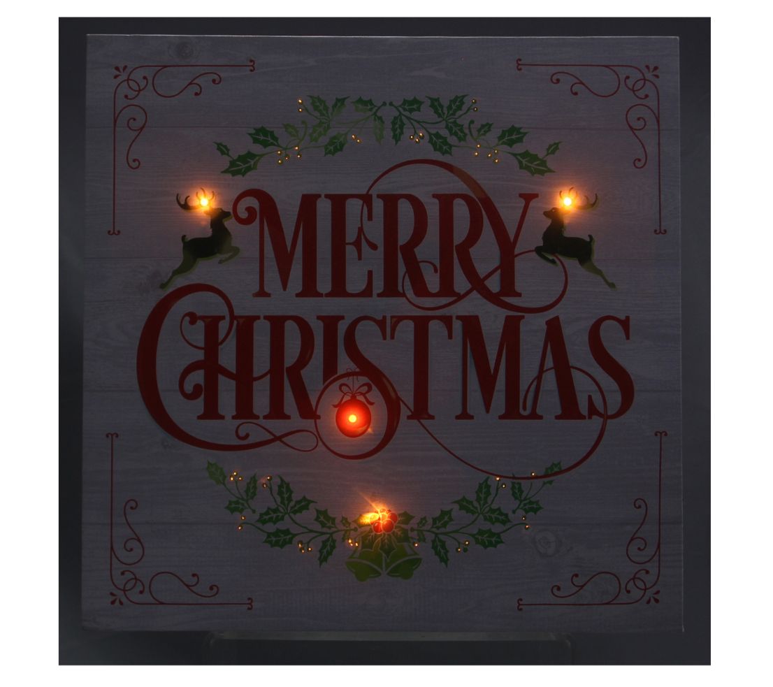 Young's Christmas canvas w/40 fiber/LED/chip lights (w/timer)