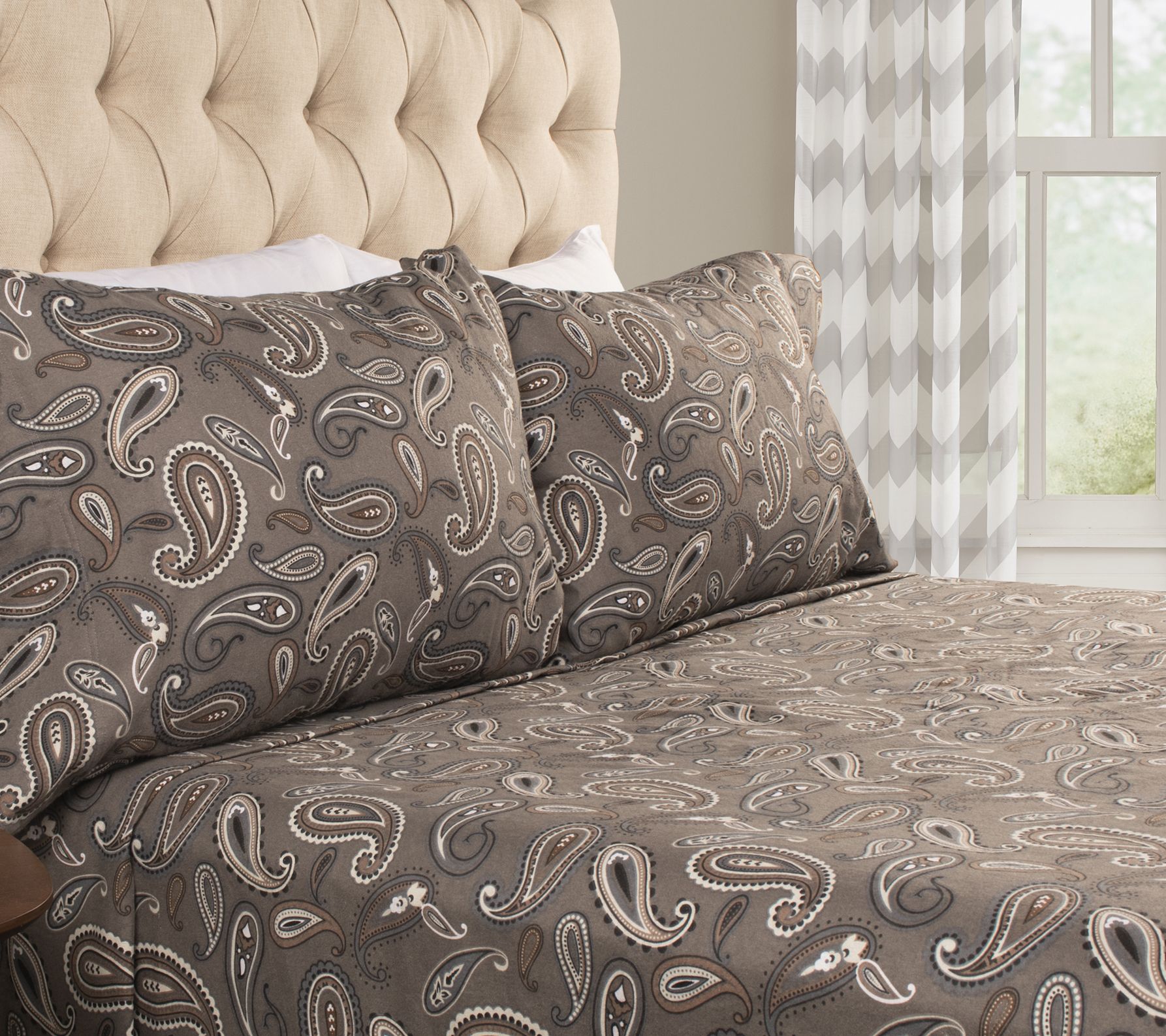 Superior Cotton Flannel Deep Pocket Paisley Sheet Set, King