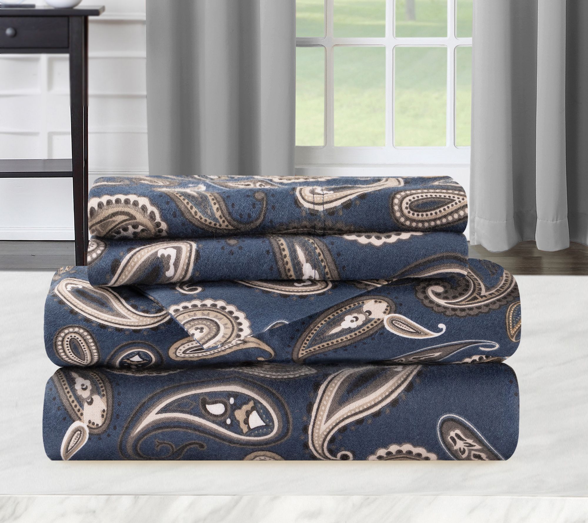 Superior Cotton Flannel Deep Pocket Paisley Sheet Set, King