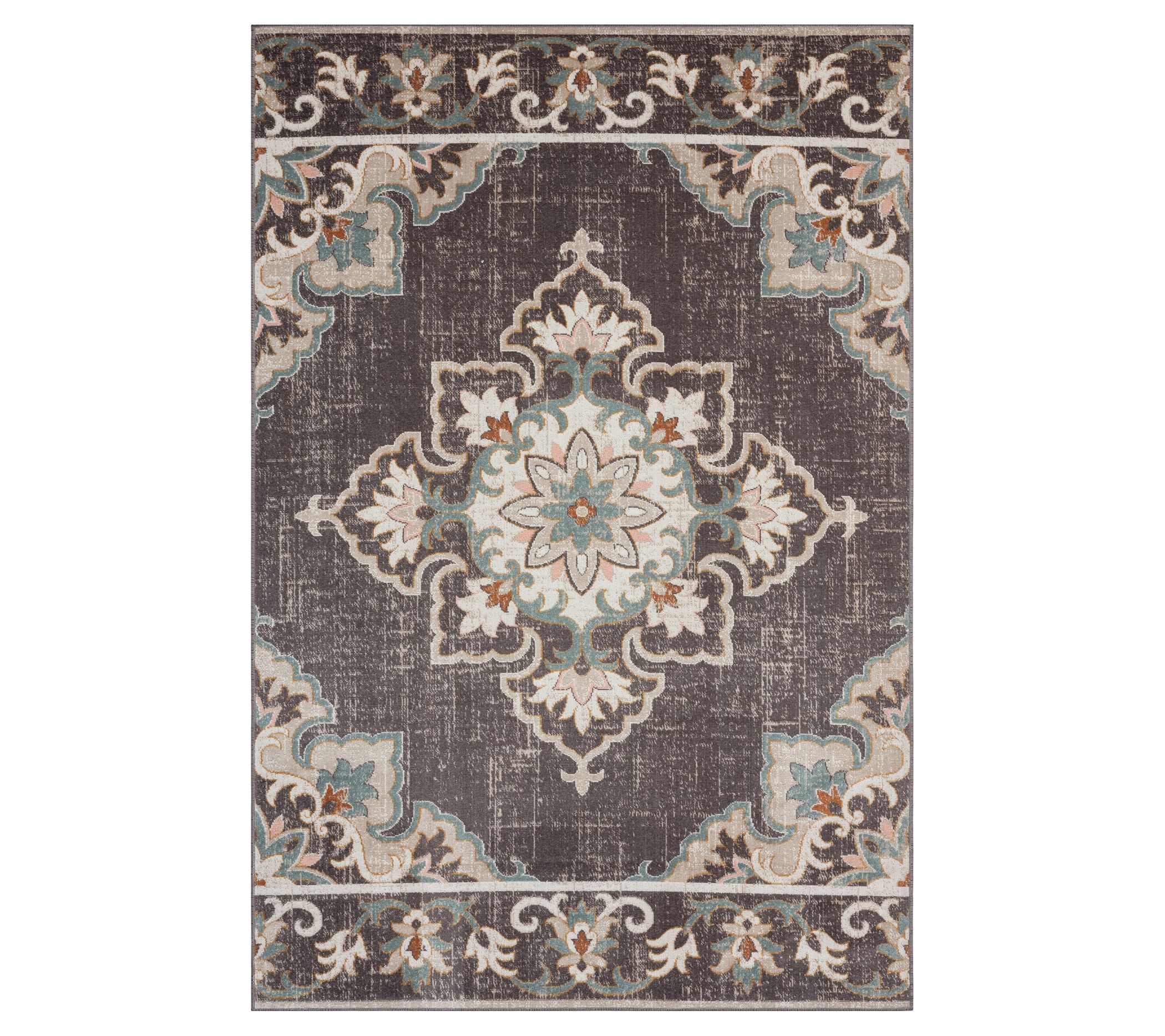 Ox Bay Transitional Medallion Indoor Outdoor Rug, 5' x 7'