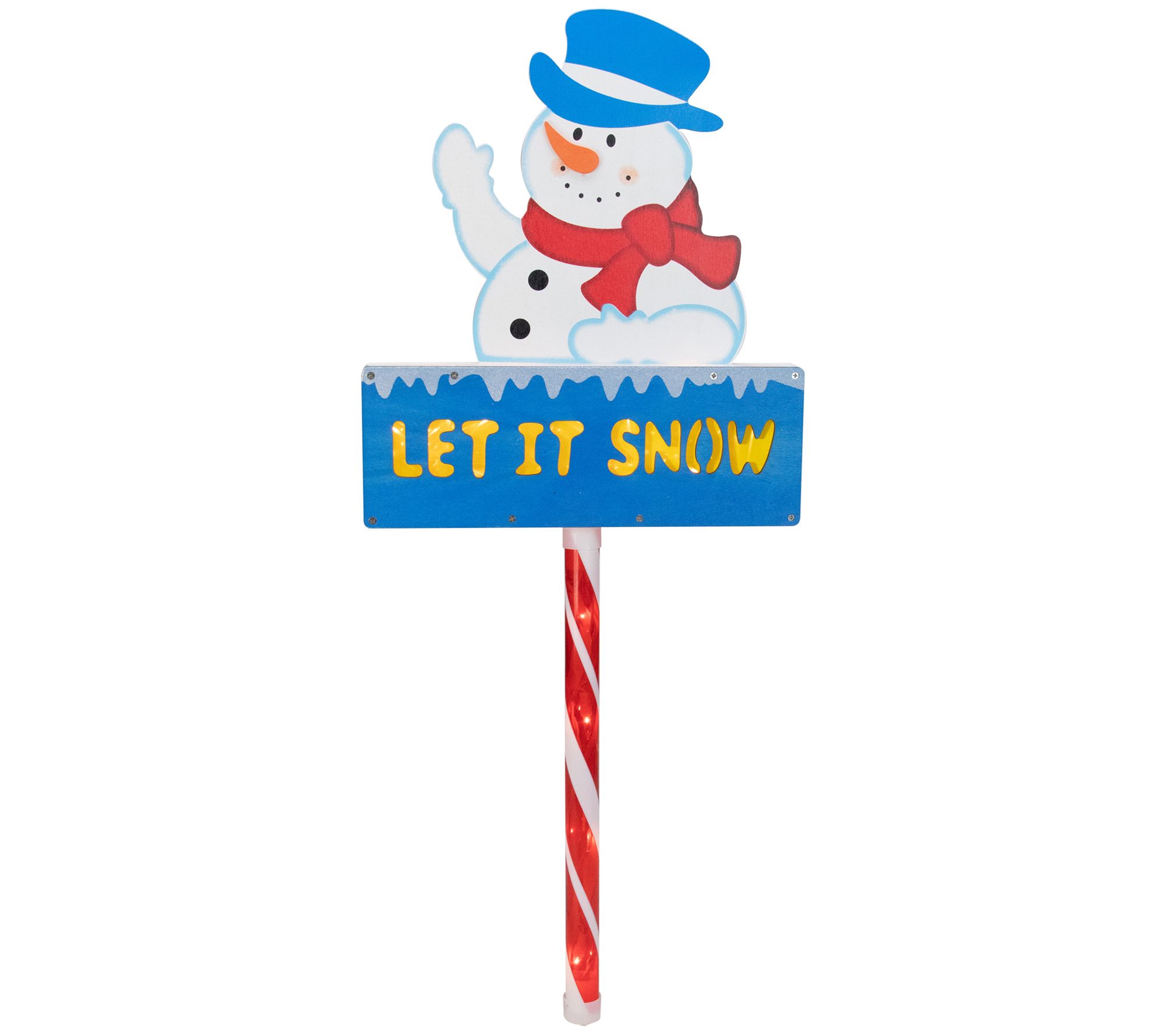 Northlight 28.5" Pre-Lit Snowman Let It Snow Lan Stake