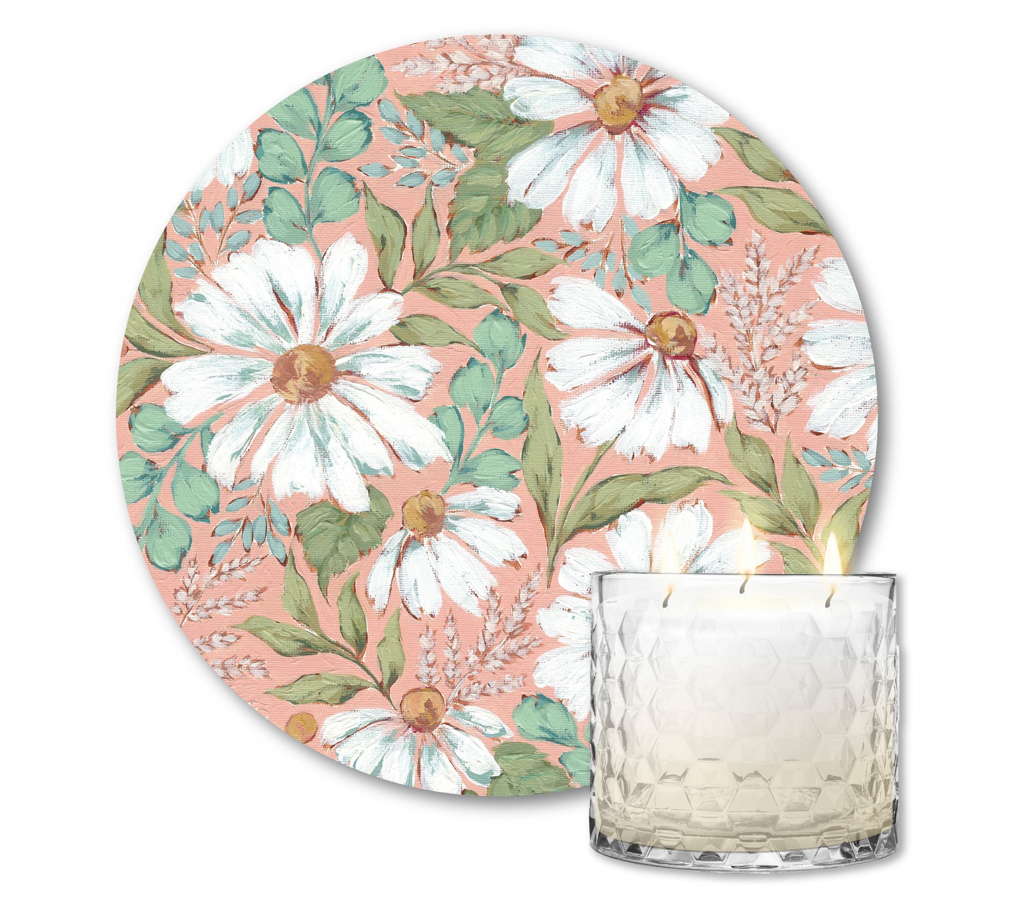 Courtside Sprin g Has Sprung 8x 8 Board & 15 oz 3-Wick Candle Candle