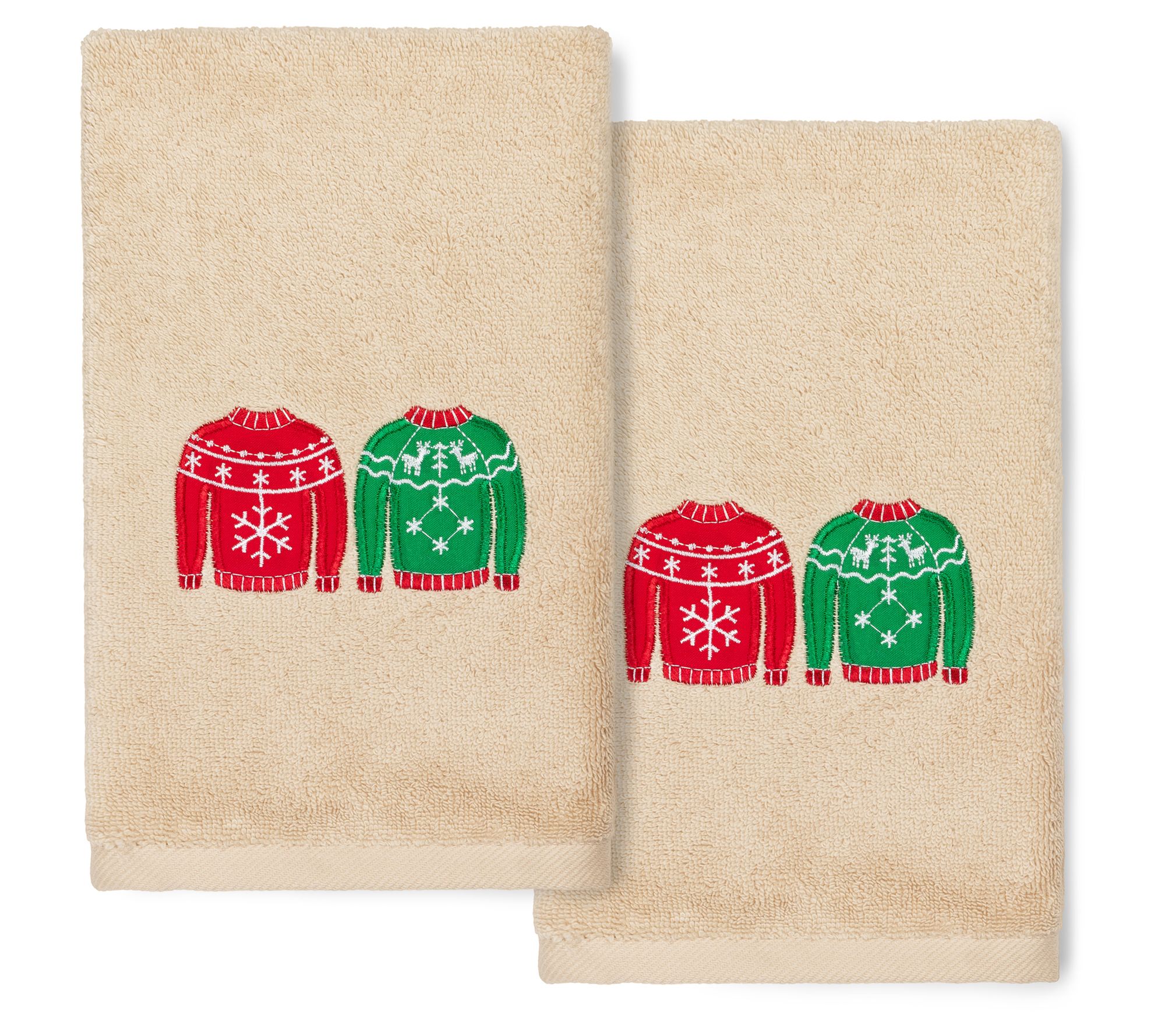 Linum Home Textiles Christmas Sweaters 2-Piece Hand Towels