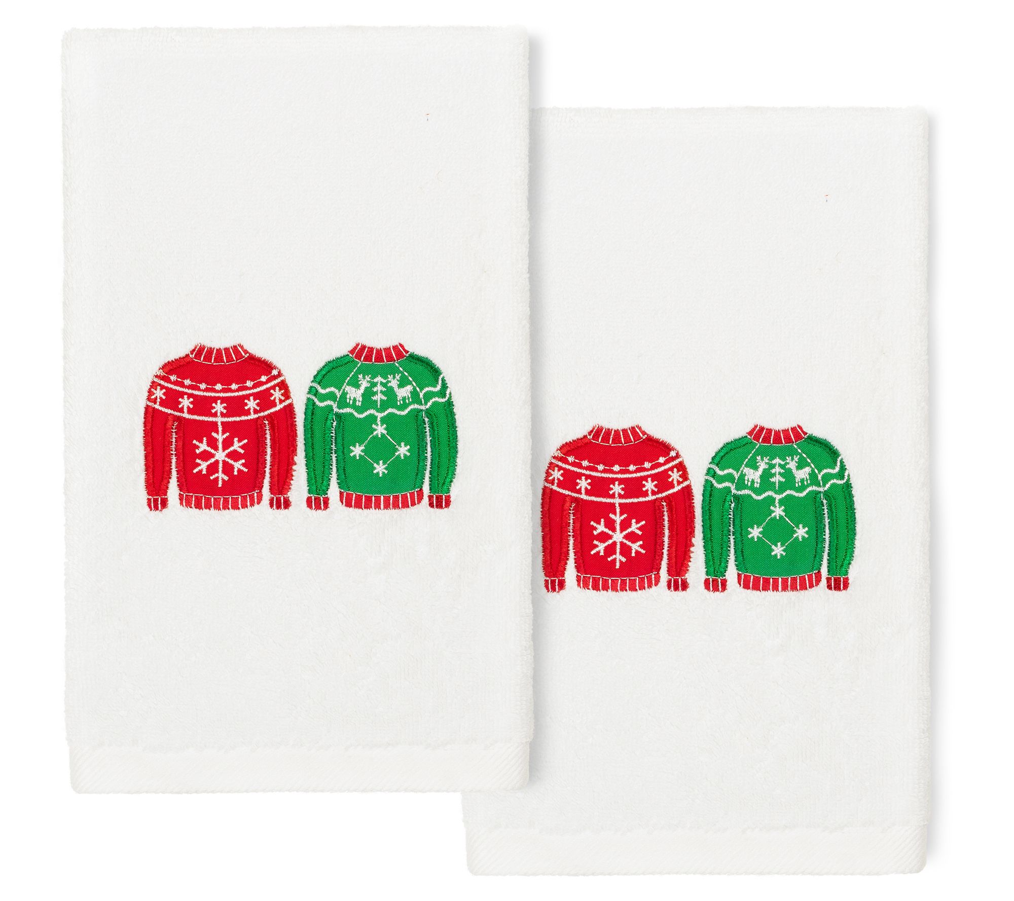 Linum Home Textiles Christmas Sweaters 2-Piece Hand Towels