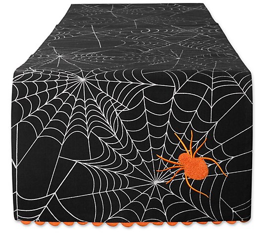 Design Imports 14x70 Spooky Spider Web Reversible Table Runner
