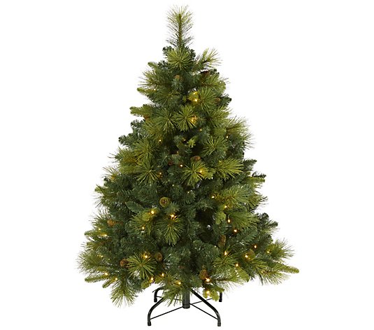 4' Lit North Carolina Pine Christmas Tree by Nearly Natural