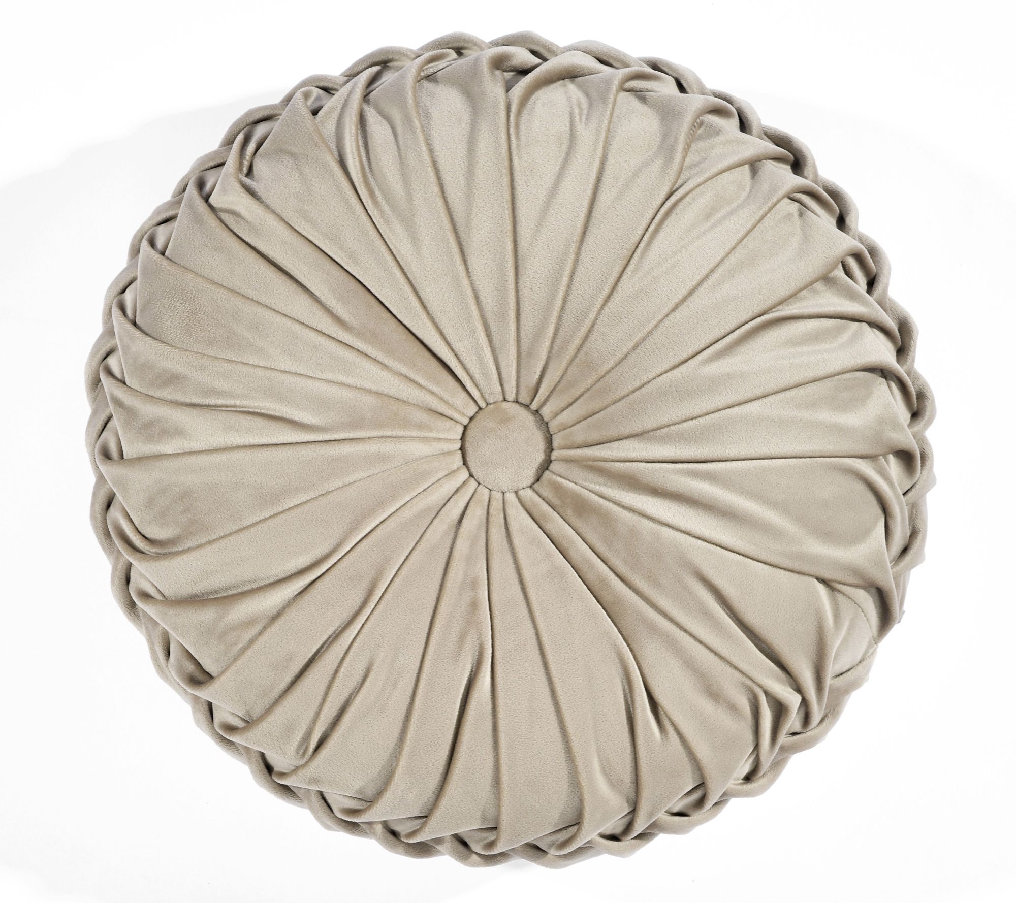 Round Pleated Soft Velvet 15" Decorative Pillowby Lush Decor