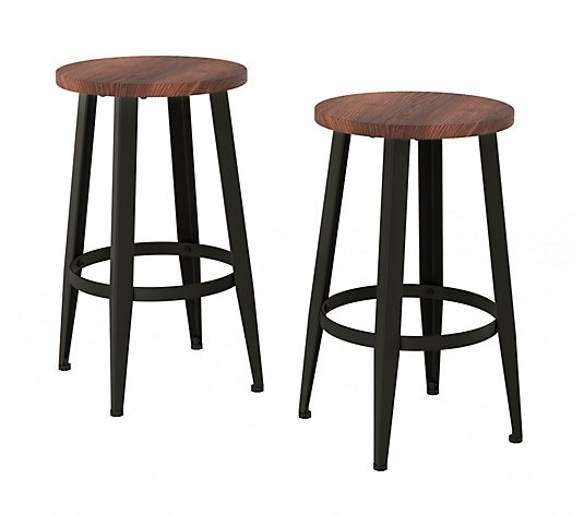 24" Metal Barstools with Wood - (Set of 2) by Hastings Home