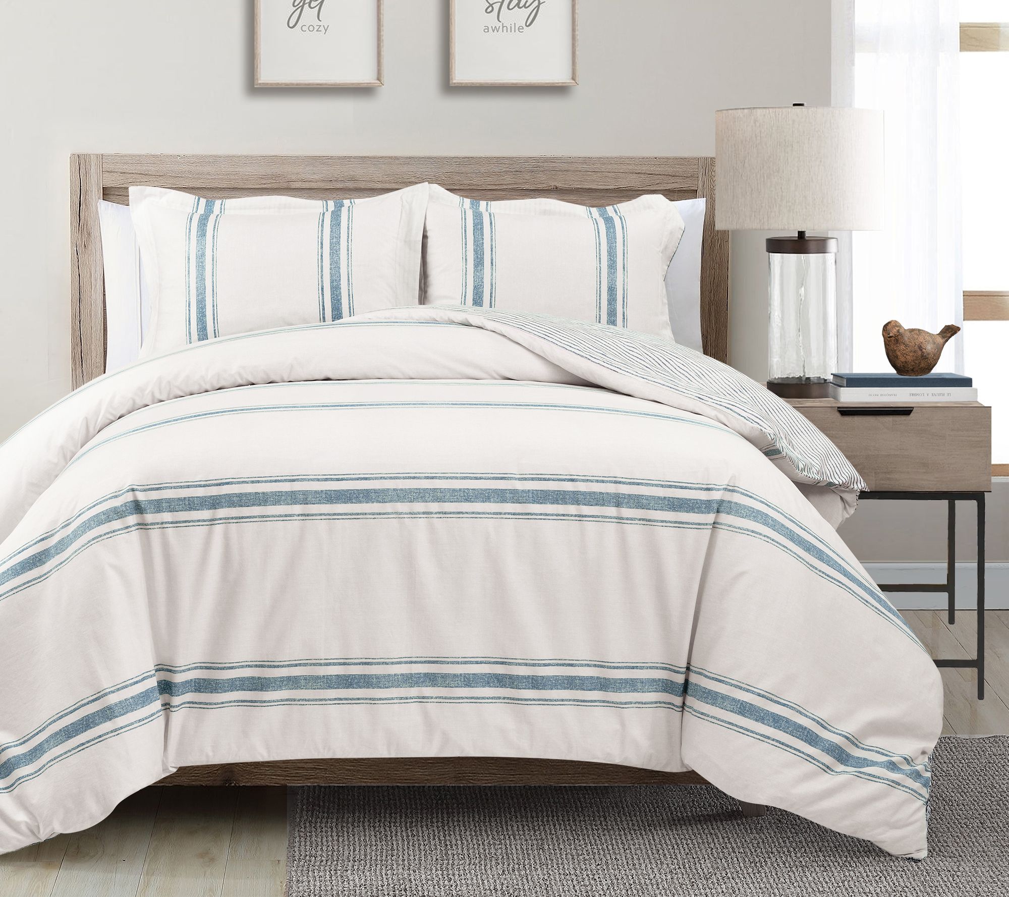 Farmhouse Stripe 3-pc Full/Queen Duvet Cover Set by Lush Deco