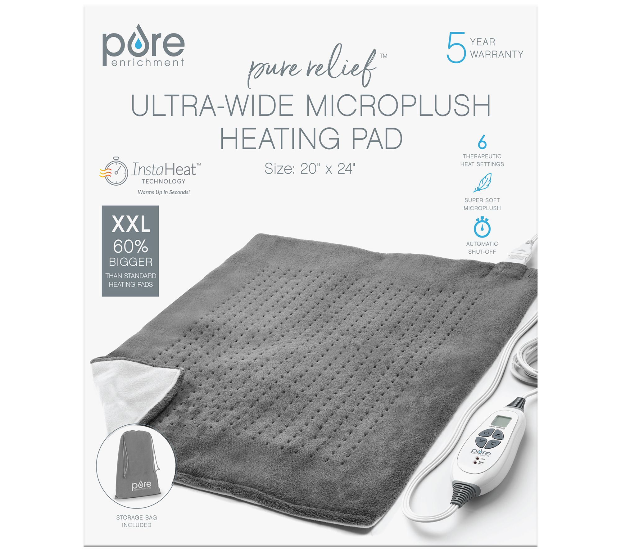 Pure Enrichment XXL Ultra-Wide Microplush Heati ng Pad - QVC.com