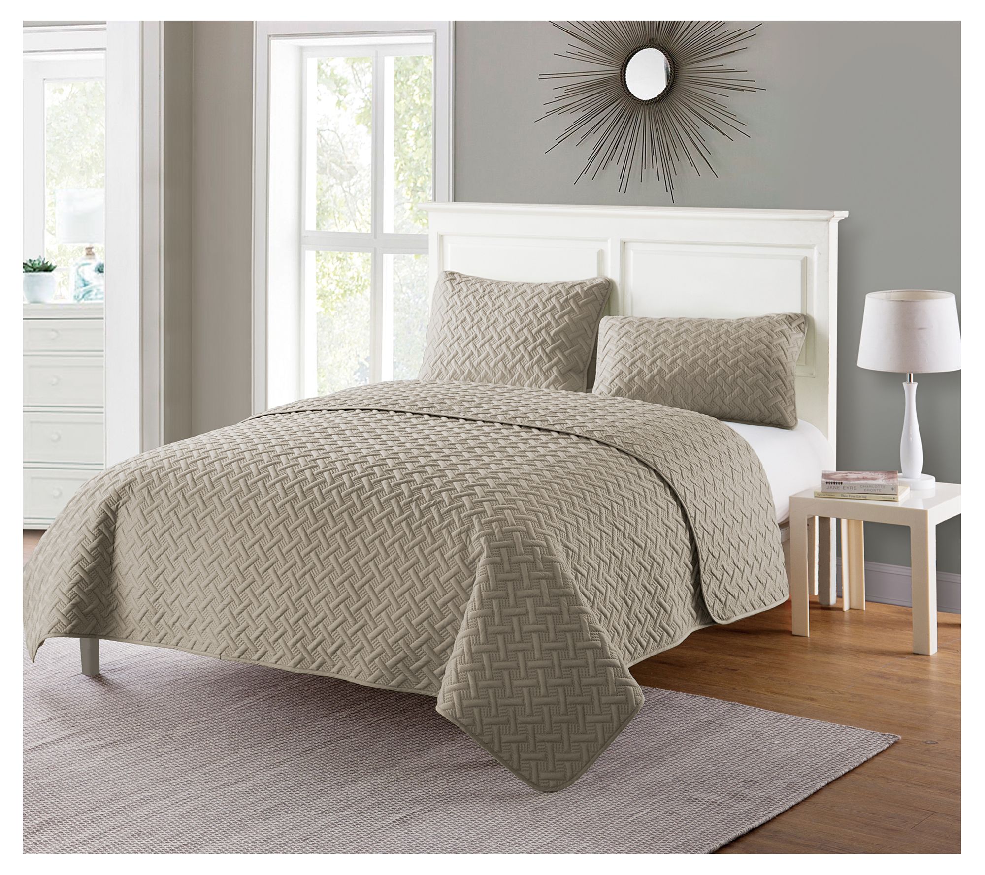 VCNY Nina Embossed Basketweave Quilt Set, Full/ Queen - QVC.com