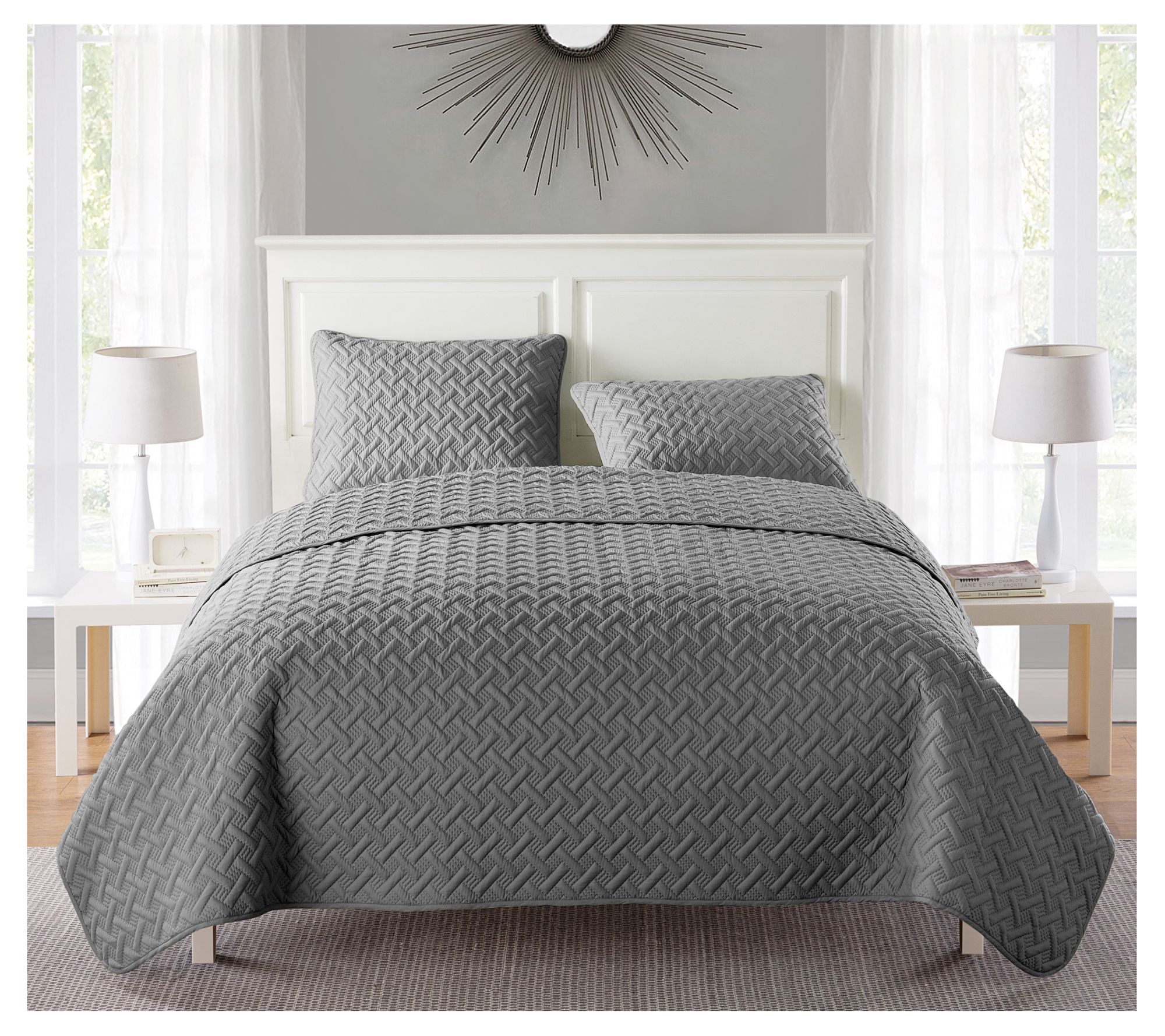 VCNY Nina Embossed Basketweave Quilt Set, Full/ Queen