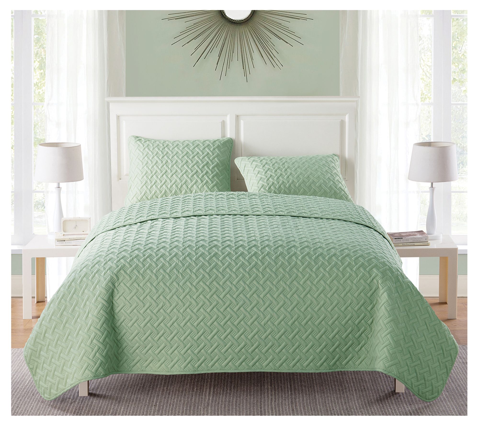 VCNY Nina Embossed Basketweave Quilt Set, Full/ Queen