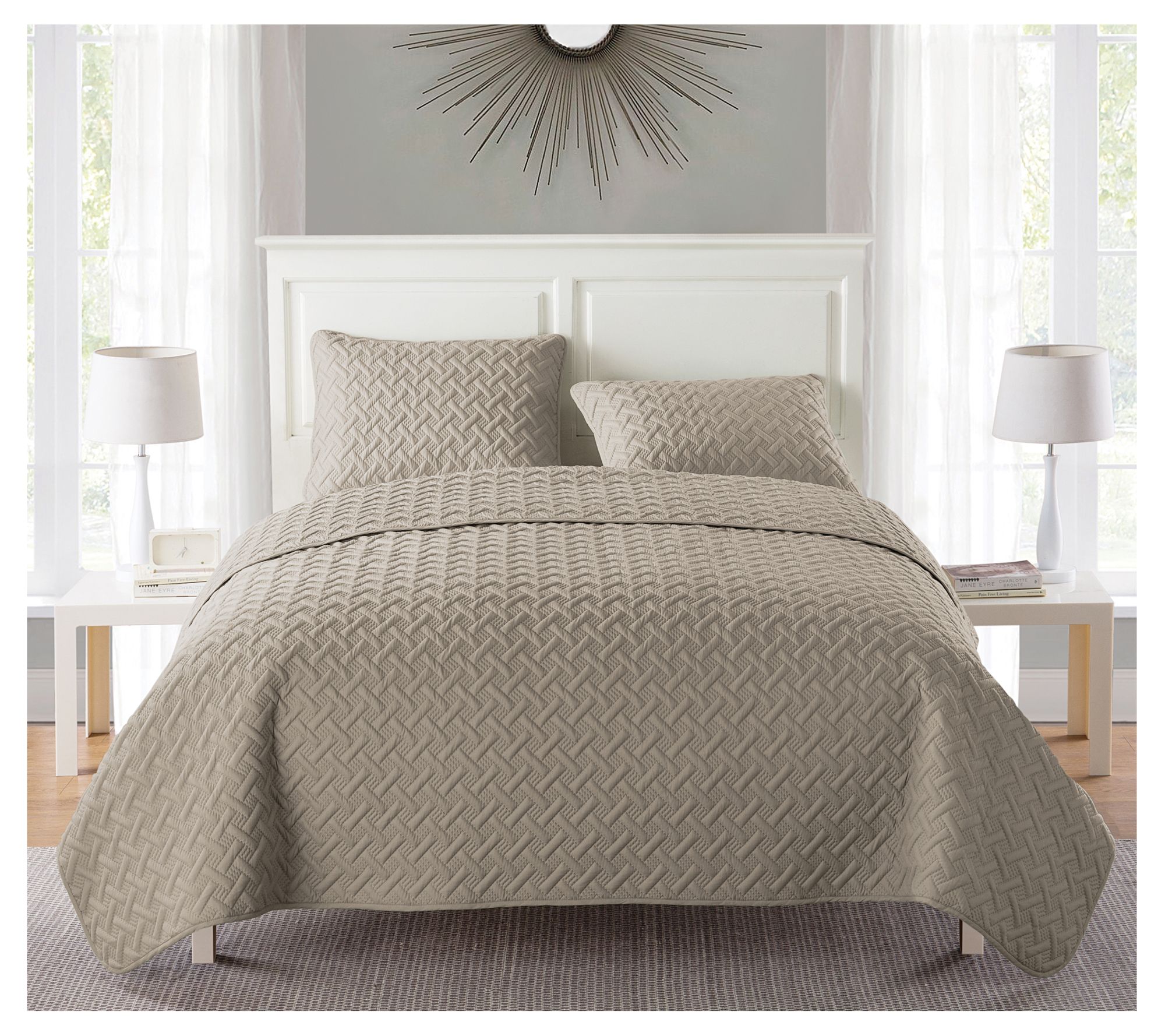 VCNY Nina Embossed Basketweave Quilt Set, Full/ Queen
