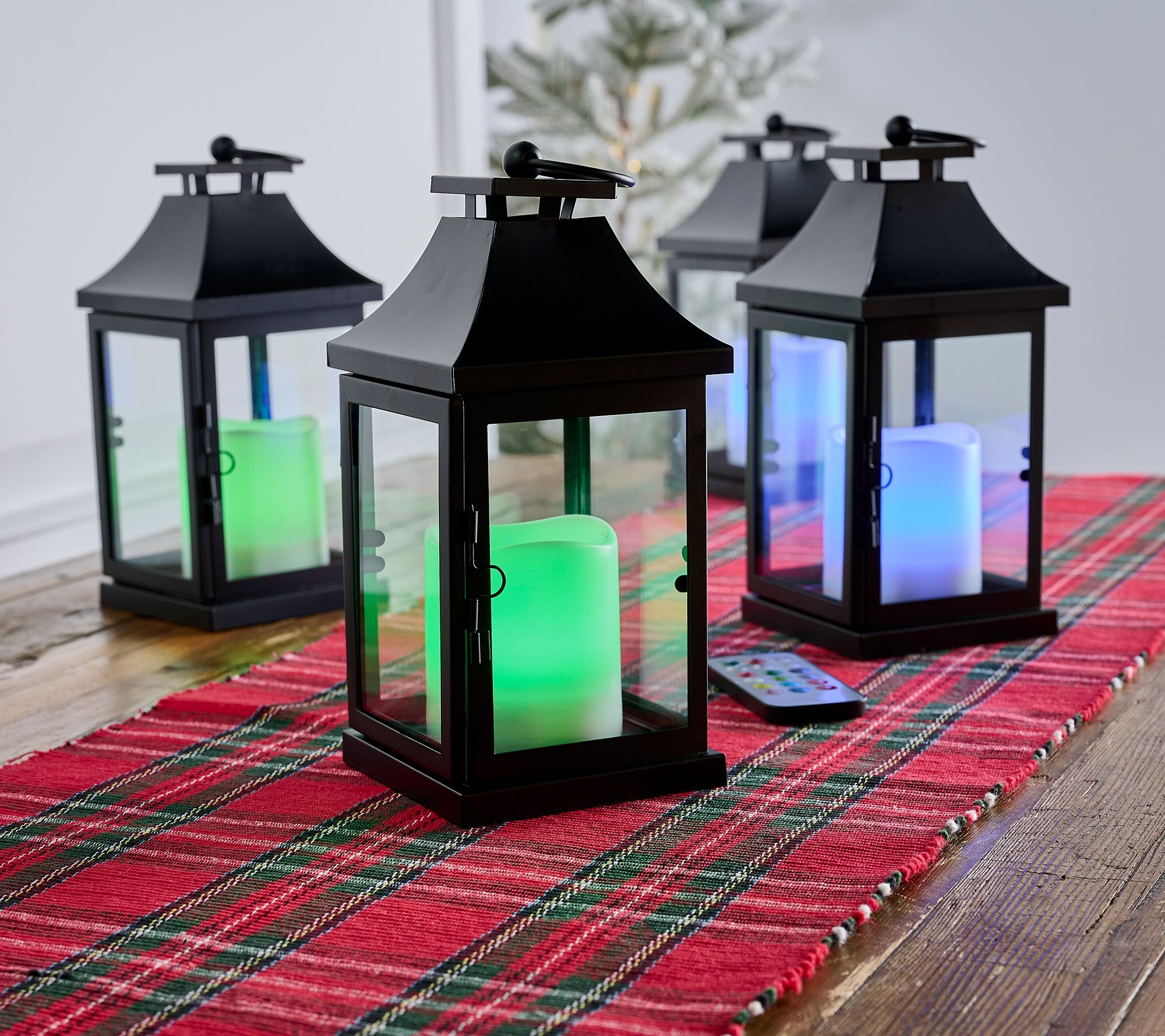 (QVC) Home Reflections 4pc Indoor/Outdoor Metal Lanterns with Lit