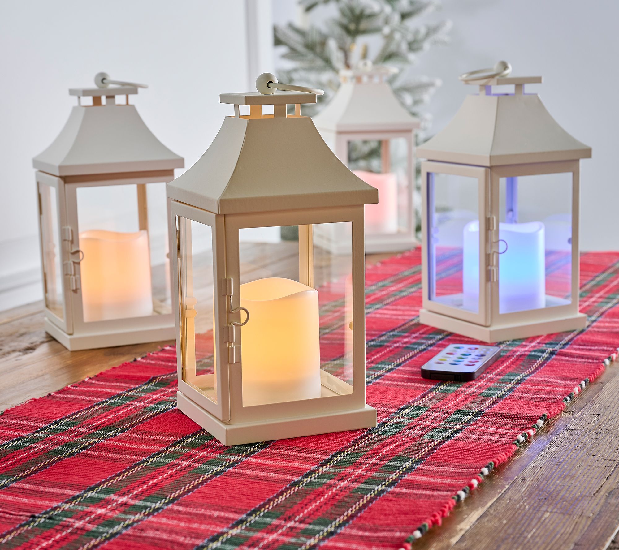 (QVC) Home Reflections 4pc Indoor/Outdoor Metal Lanterns with Lit