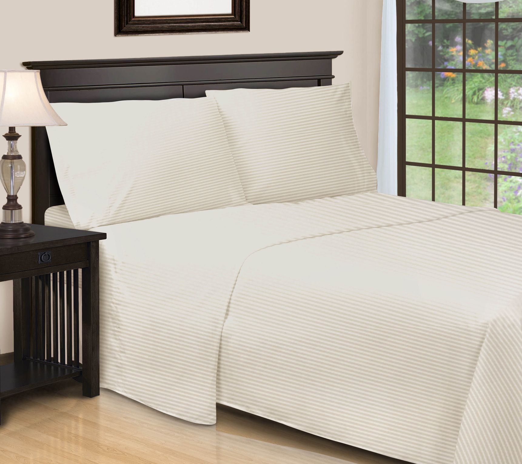 Superior 650TC Egyptian Cotton Striped Sheet, Cal.King
