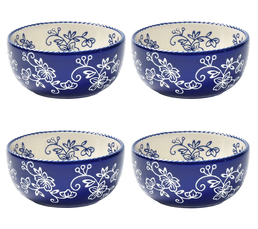 Temp-tations Floral Lace Set of (4) 18-oz Essential Bowls