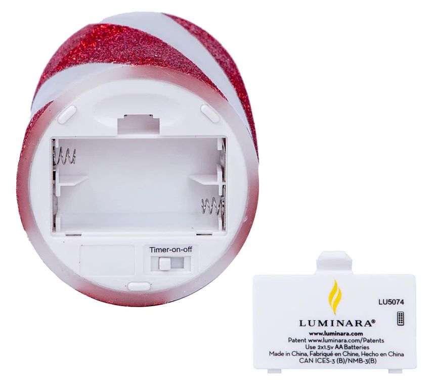 Luminara 4.5" Tall Candy Cane Glitter Pillar Candle