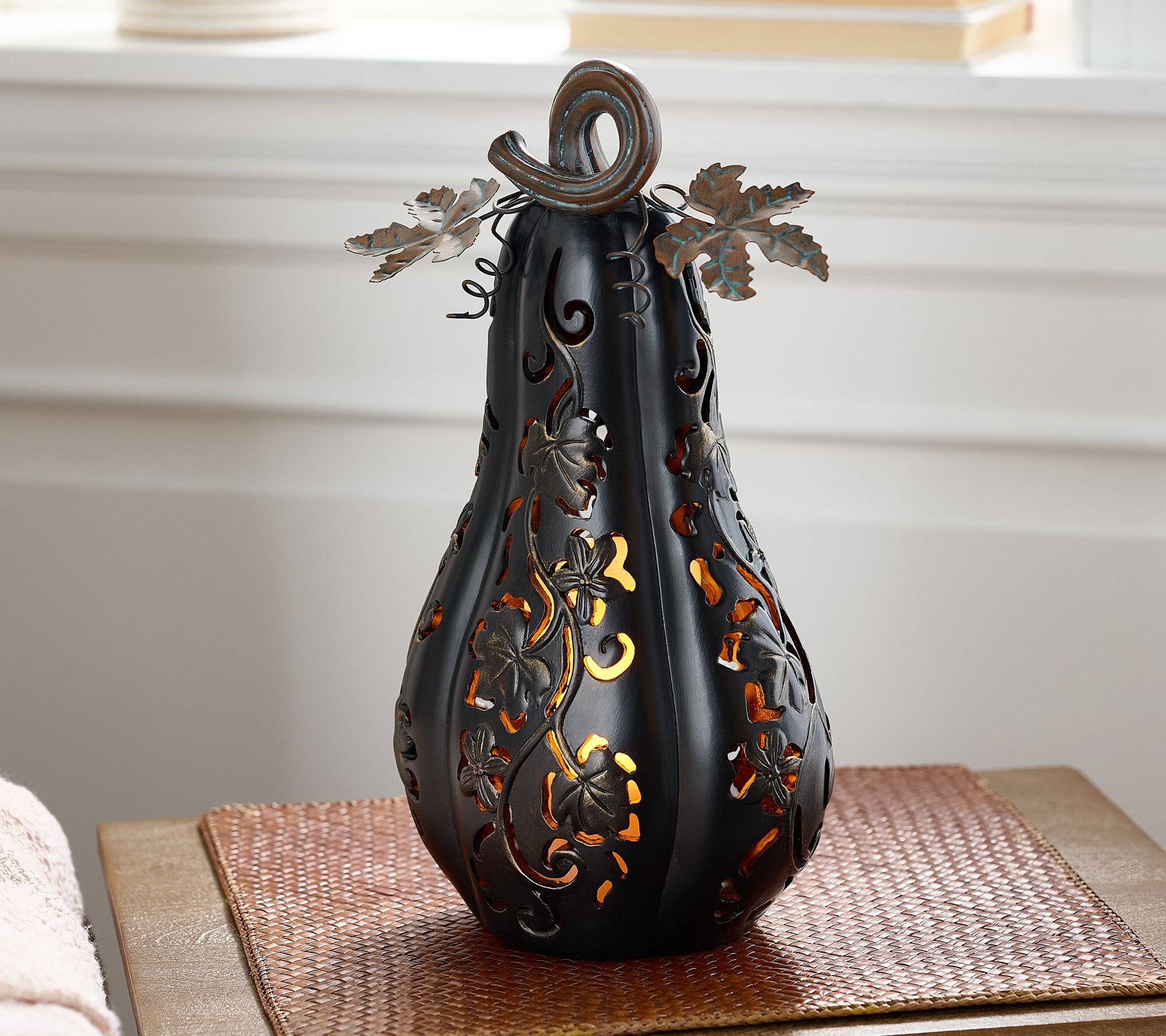 "As Is" Indoor/ Outdoor 14.2" Illuminated Gourd by Valerie