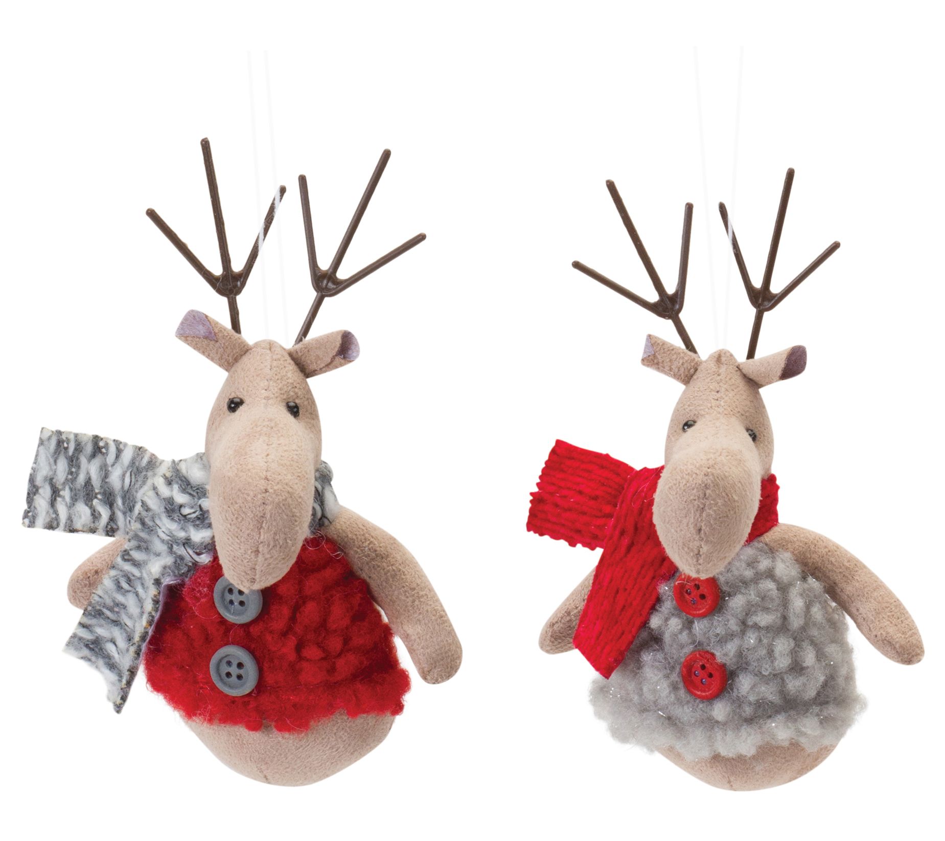 Melrose Plush Deer with Sweater Ornament (Set o f 12)