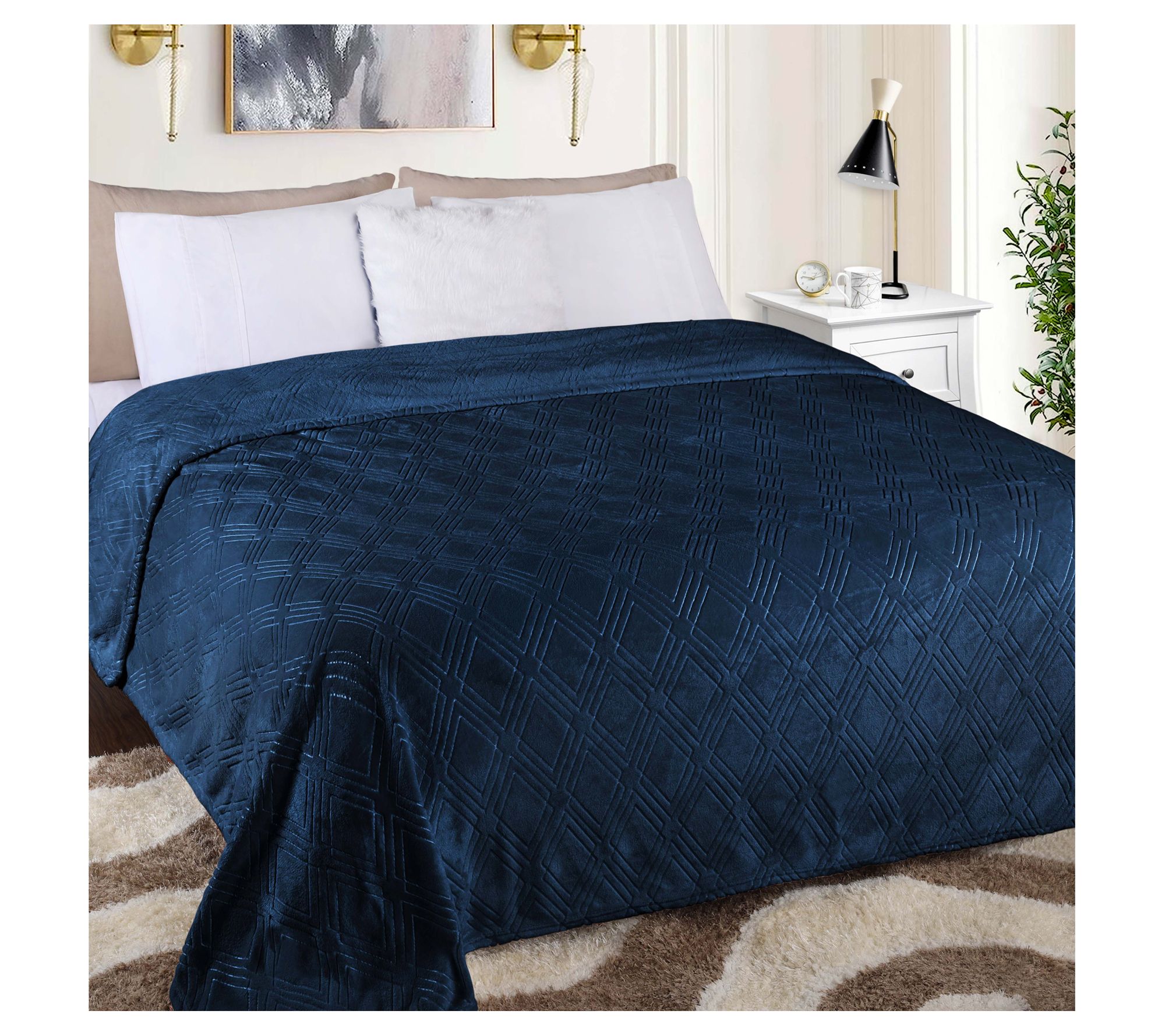 Superior Diamond Flannel Fleece Ultra-Soft Blanet- King