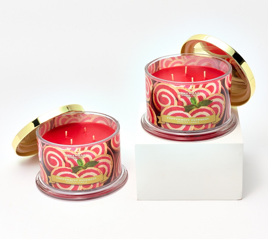 HomeWorx by Slatkin + Co. S/2 18 oz. Peppermint Pinwheel