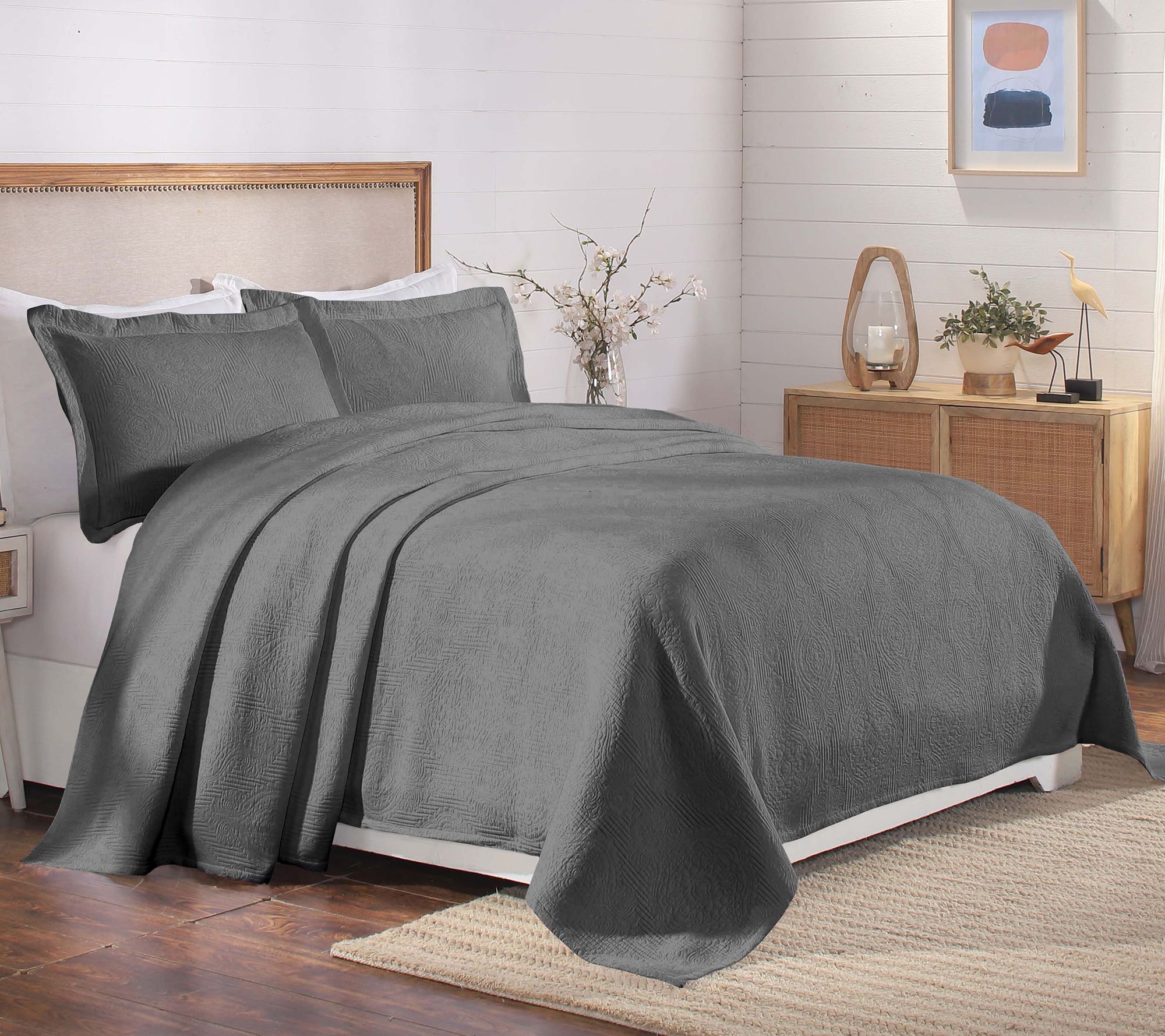 Superior Victory Cotton Matelasse Weave Bedspread Set- Full