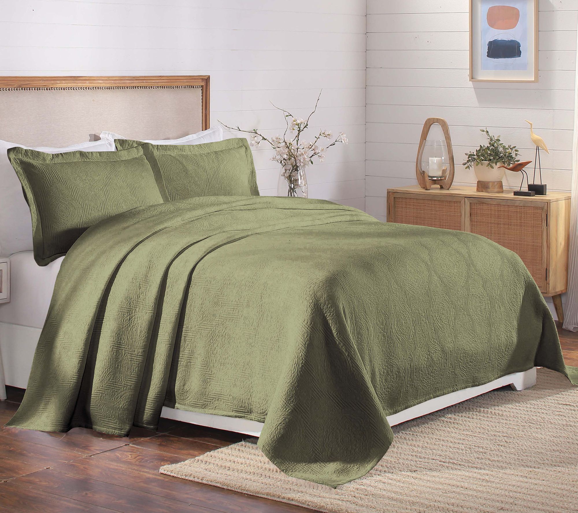 Superior Victory Cotton Matelasse Weave Bedspread Set- Full