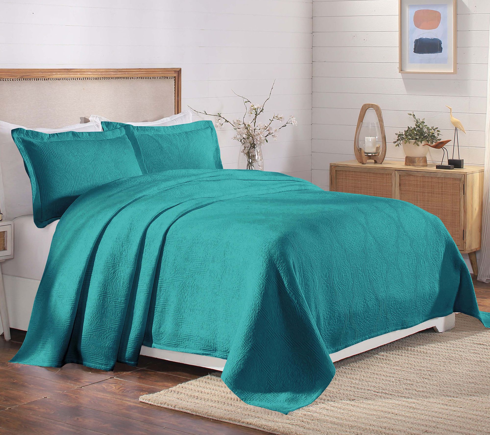 Superior Victory Cotton Matelasse Weave Bedspread Set- Full