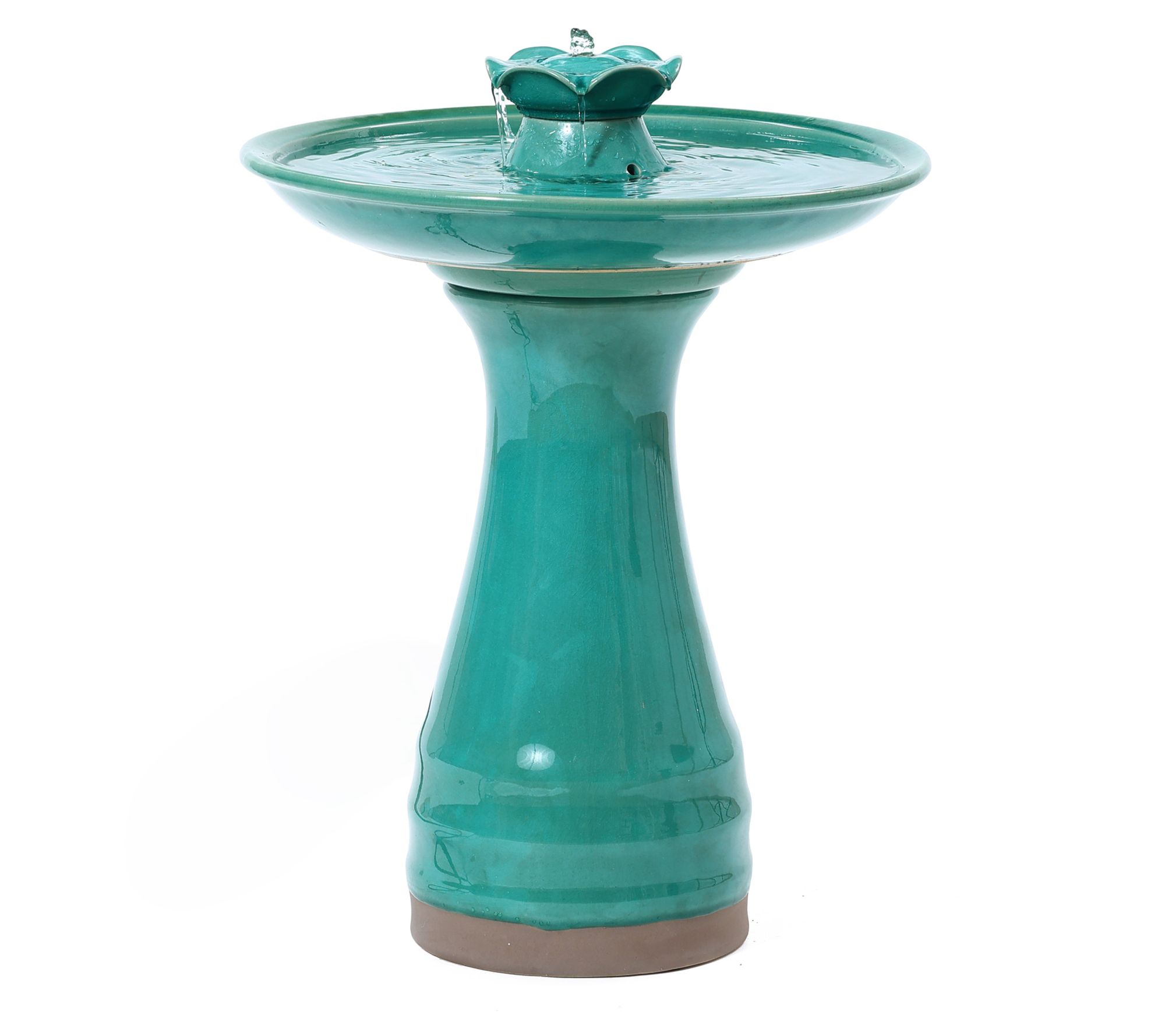 LuxenHome Aqua Glazed Ceramic 22-In Tall Birdbath Fountain