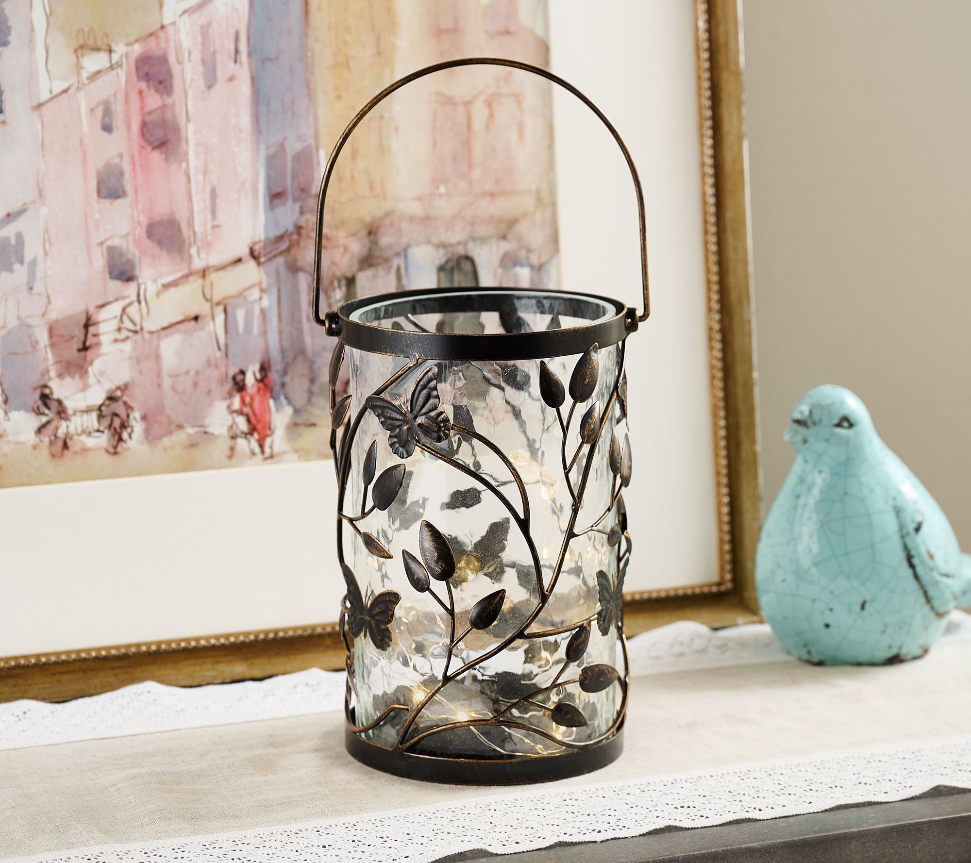 "As Is" Indoor/ Outdoor Illuminated Butterfly Vine Hurricane