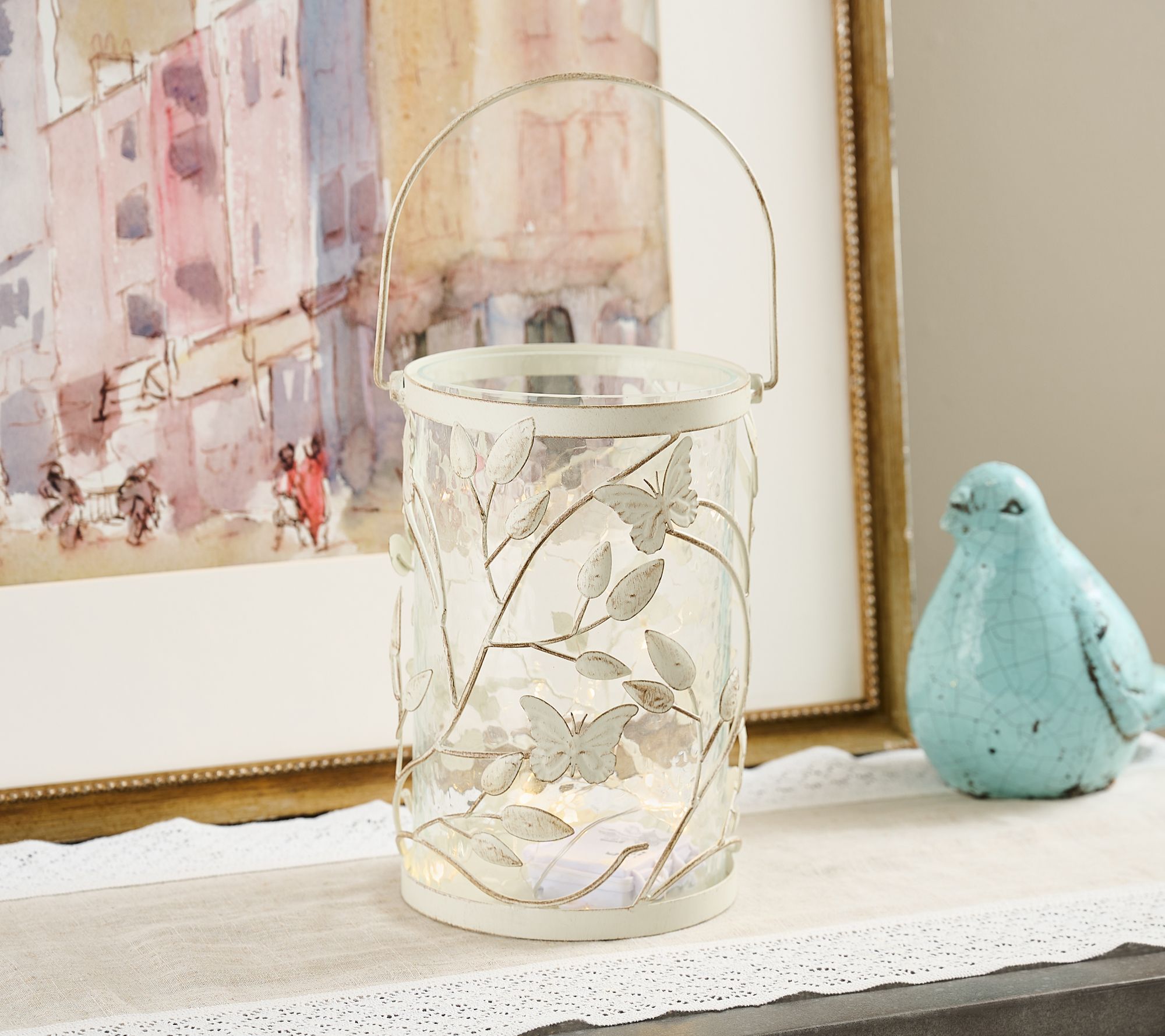 "As Is" Indoor/ Outdoor Illuminated Butterfly Vine Hurricane