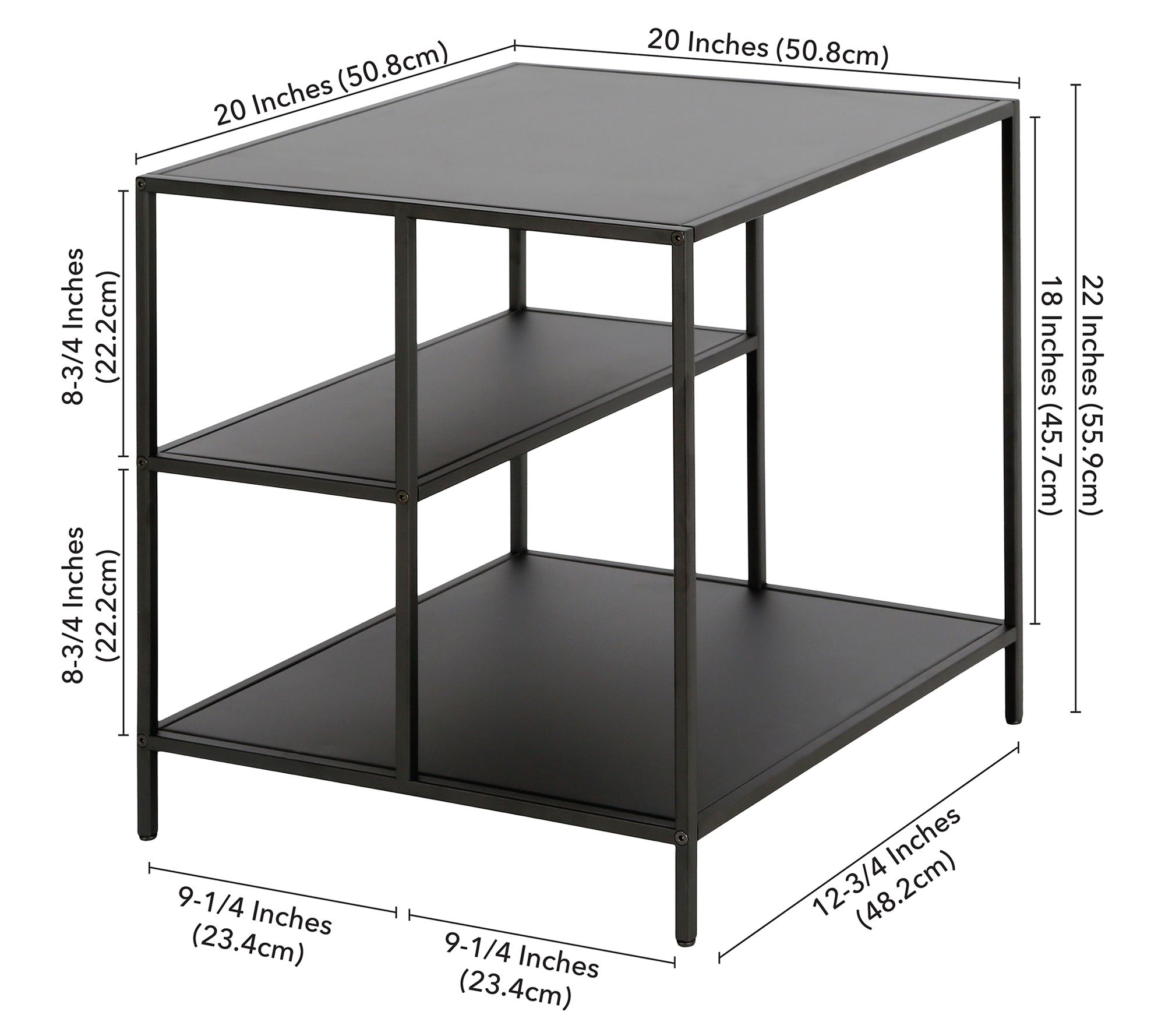 Hudson & Canal Winthrop Square Side Table withMetal Shelves - QVC.com