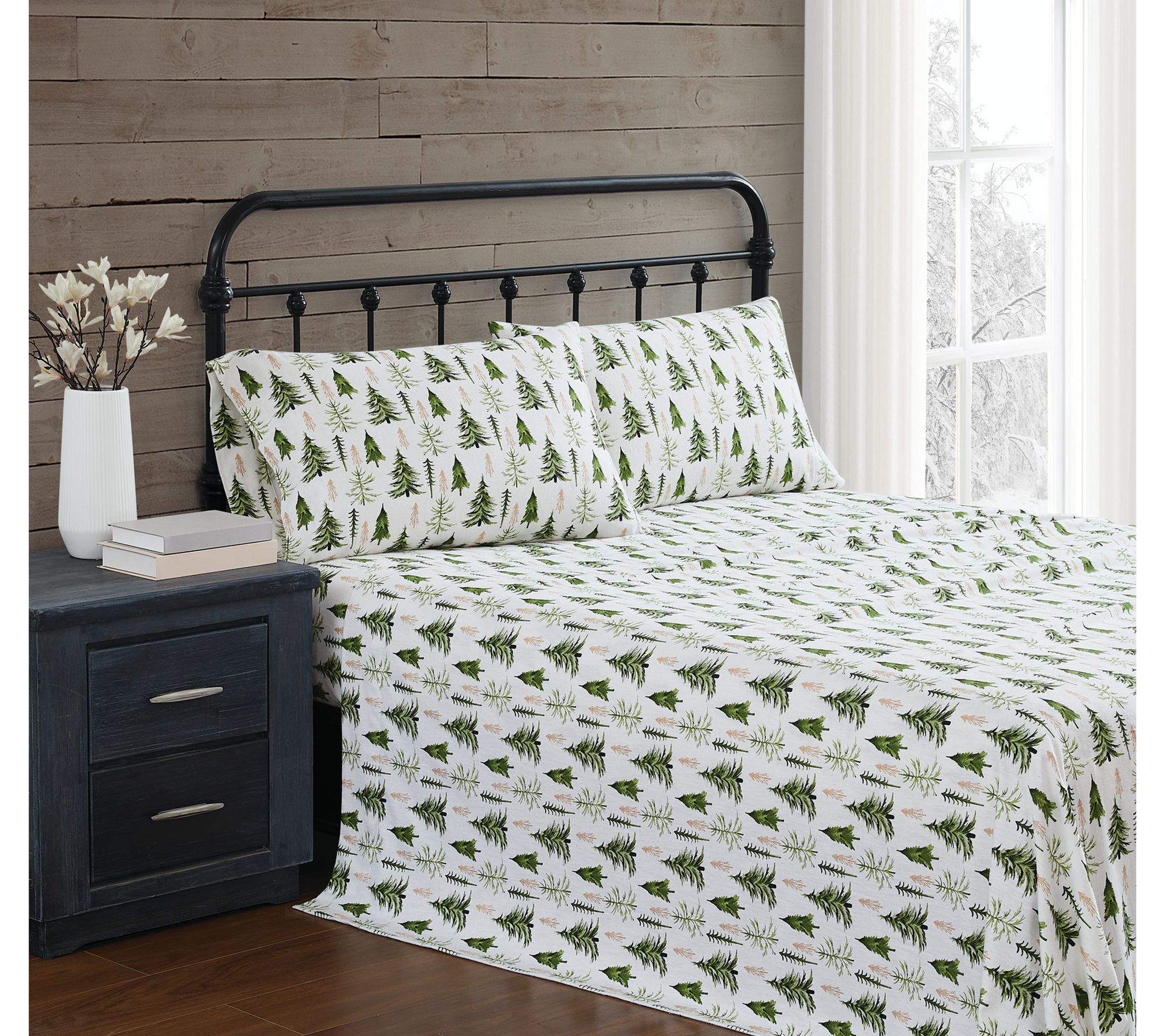 Truly Soft Trees King Flannel Sheet Set