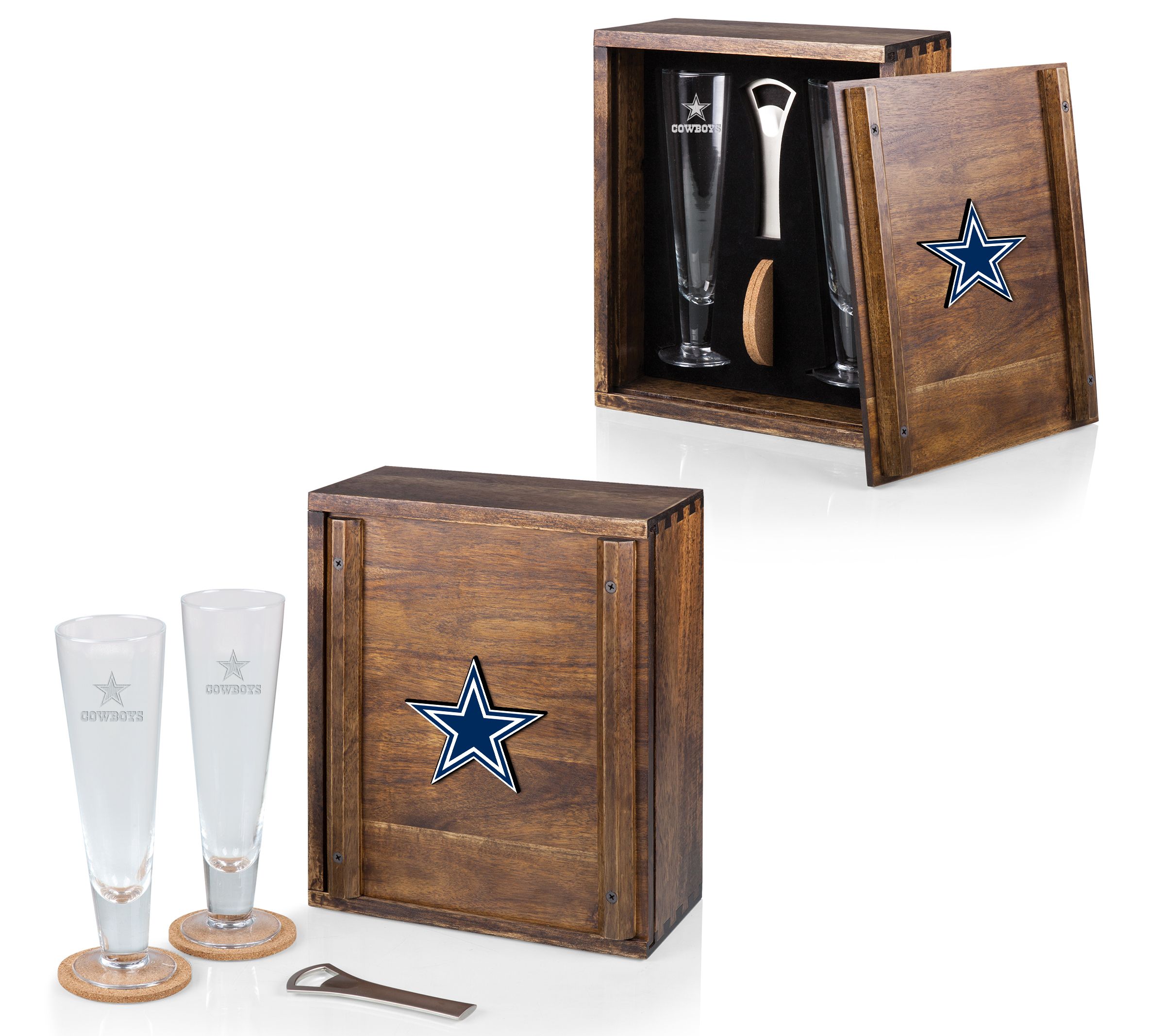 Legacy NFL Acacia Wood Pilsner Beer Glass GiftSet